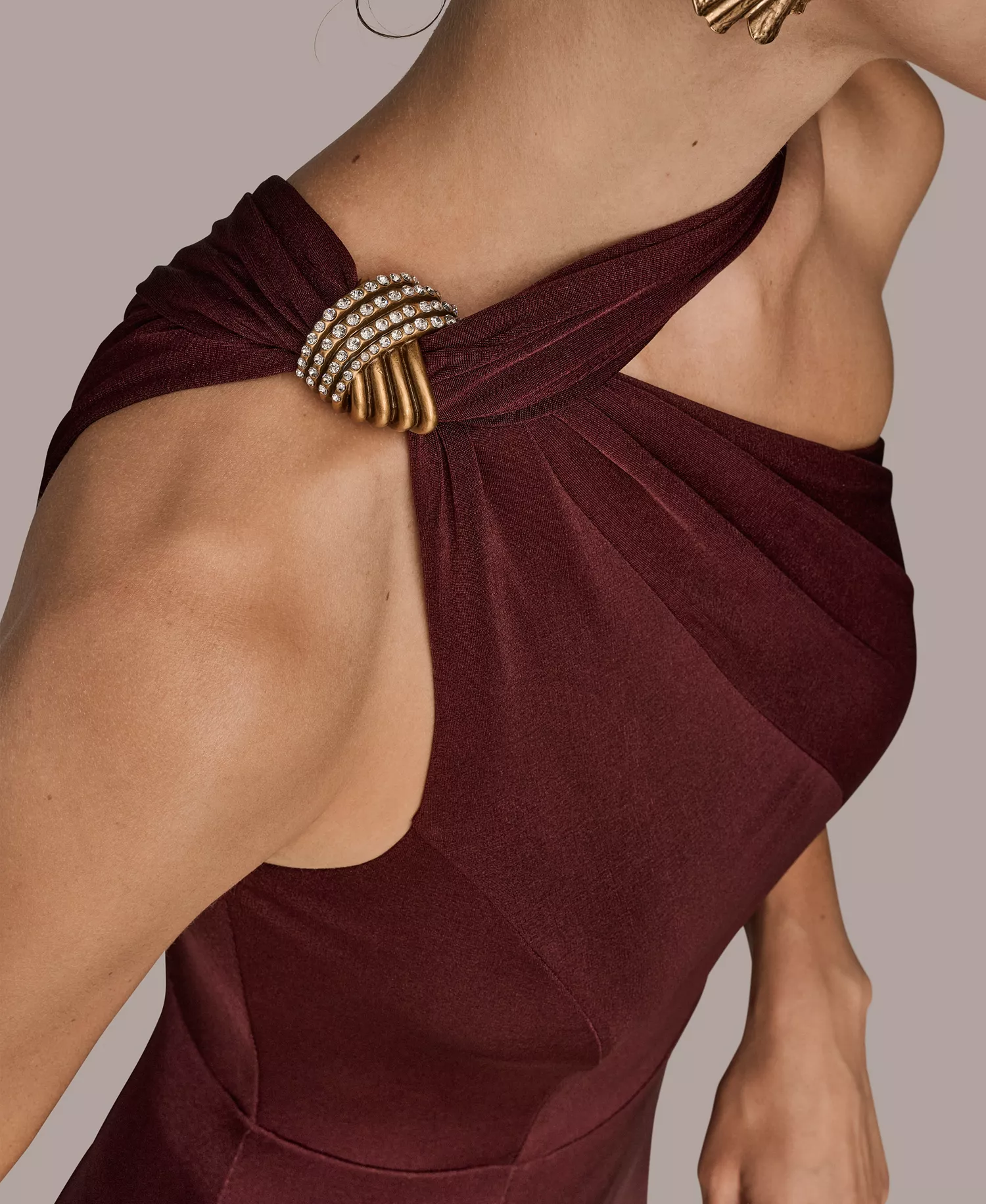 Women's One Shoulder Sleeveless Dress - BERRY - 10