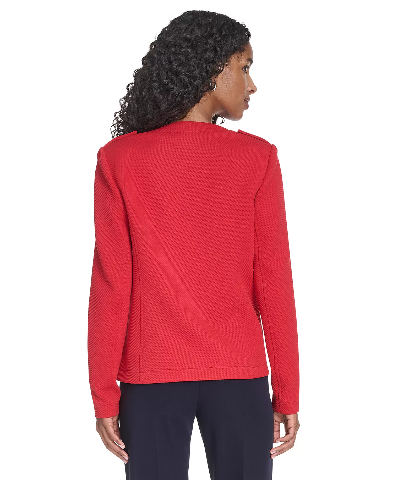 Women's Twill Jacquard Band Jacket - Scarlet - M