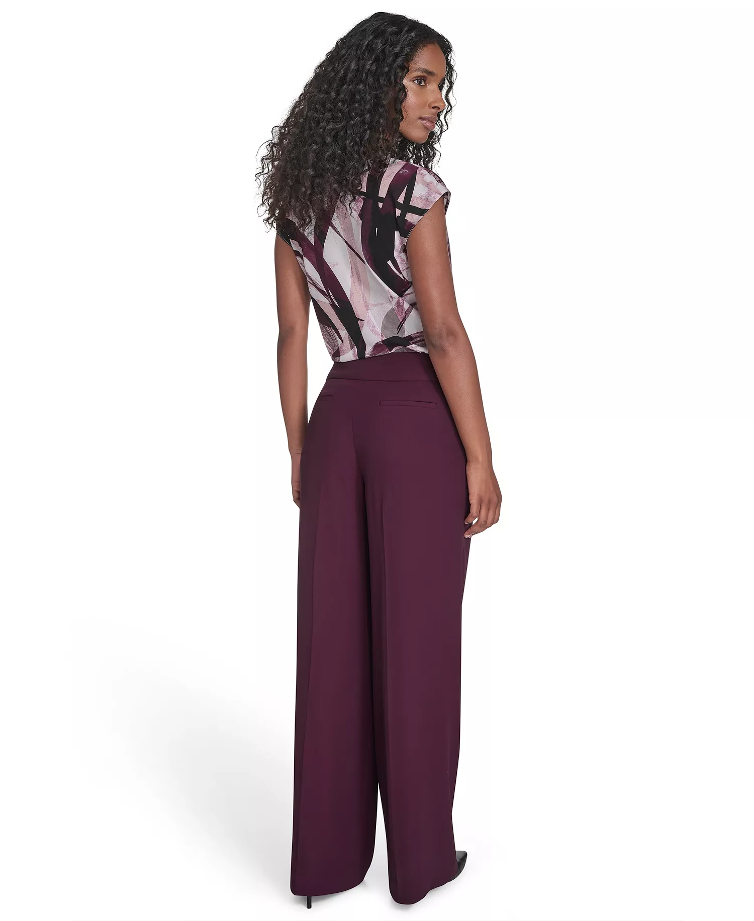 Women's Wide Leg Pants - Aubergine - 2