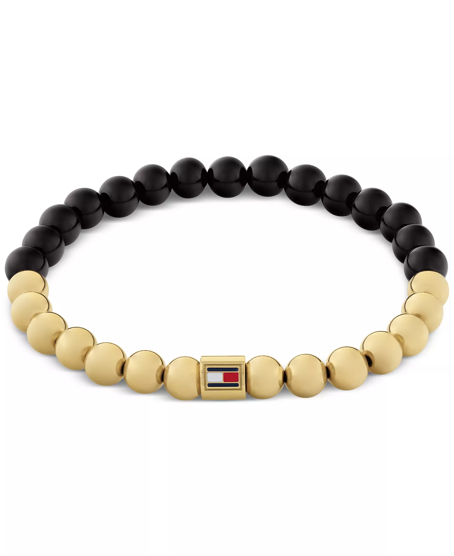 Gold-Tone colored Beaded Bracelet - Black/Gold - ONE SIZE