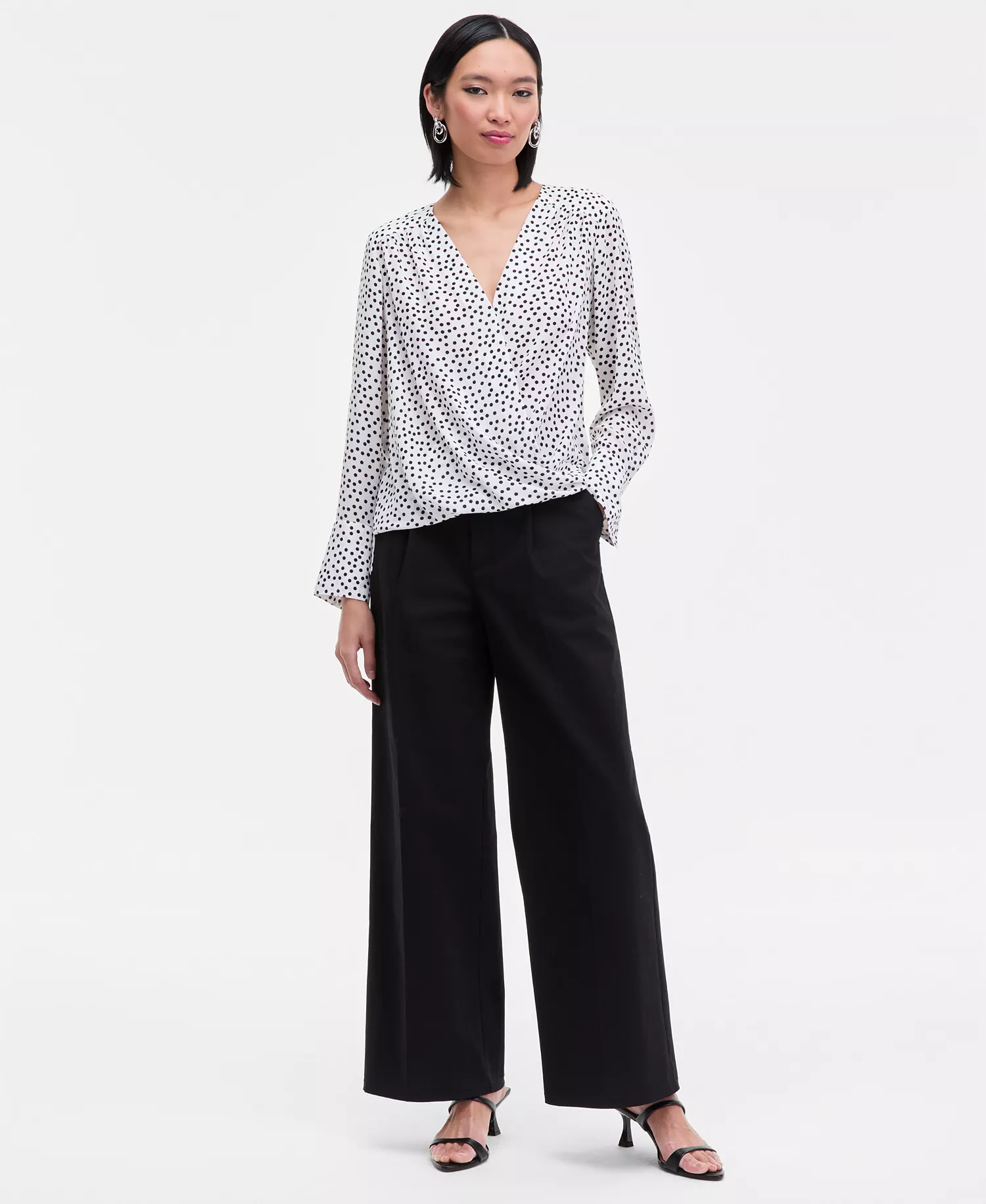 Women's Printed Surplice High-Low Blouse, Macy's Exclusive  - Lilia Dots - L
