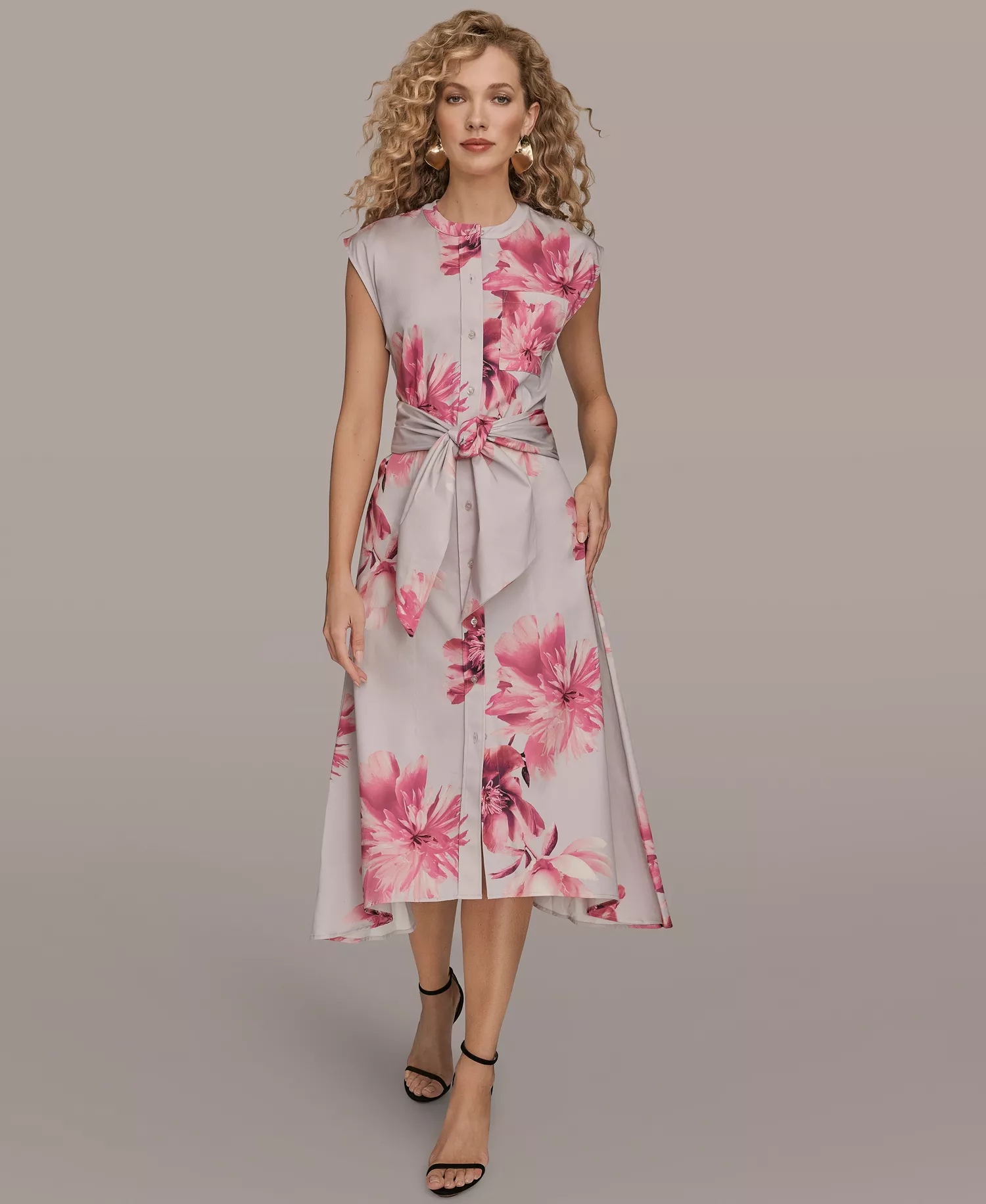 Women's Cap Sleeve Dress - Pink Sands Multi - L