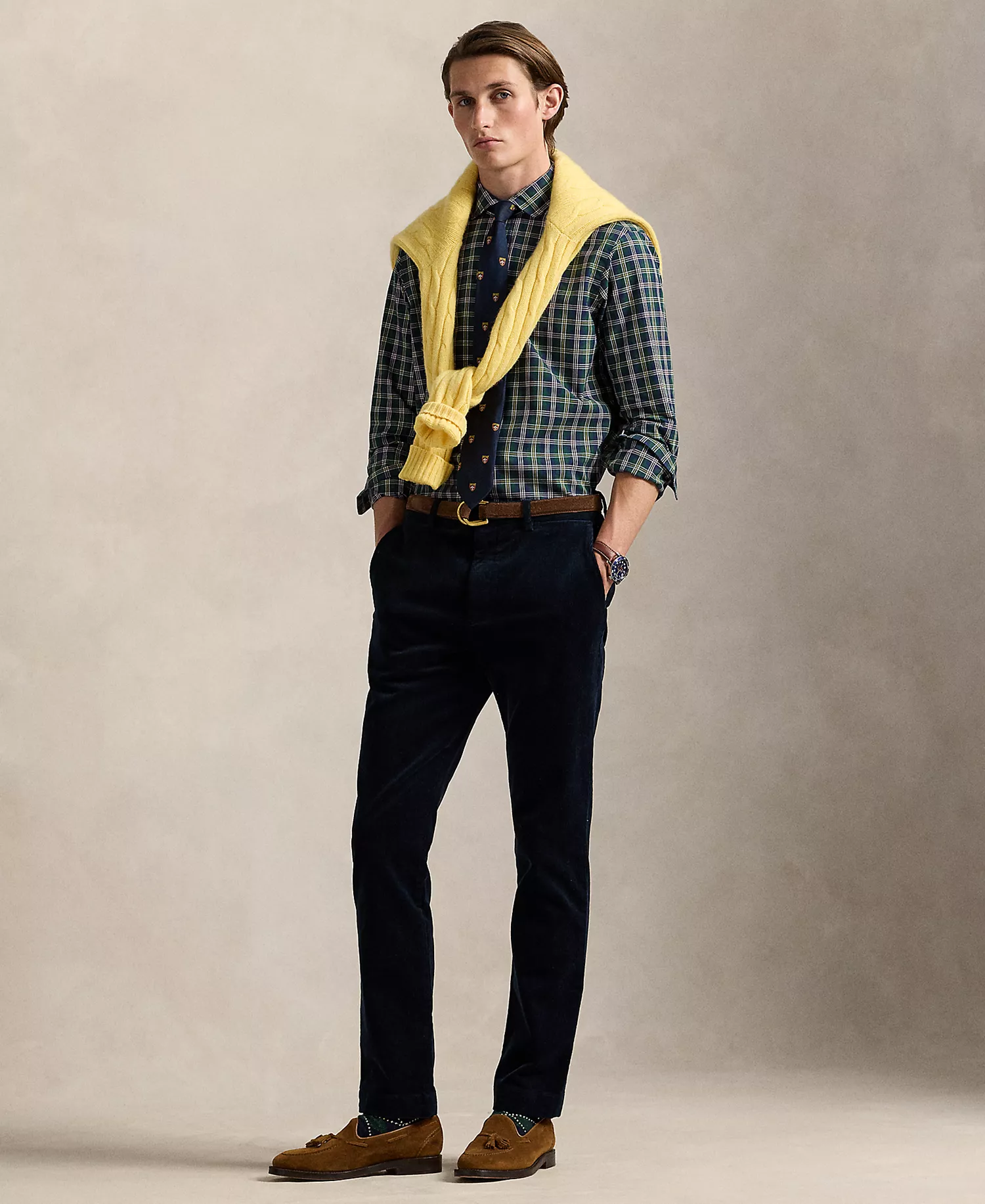 Men's Classic-Fit Plaid Poplin Shirt - Pine Navy Multi - 2XL