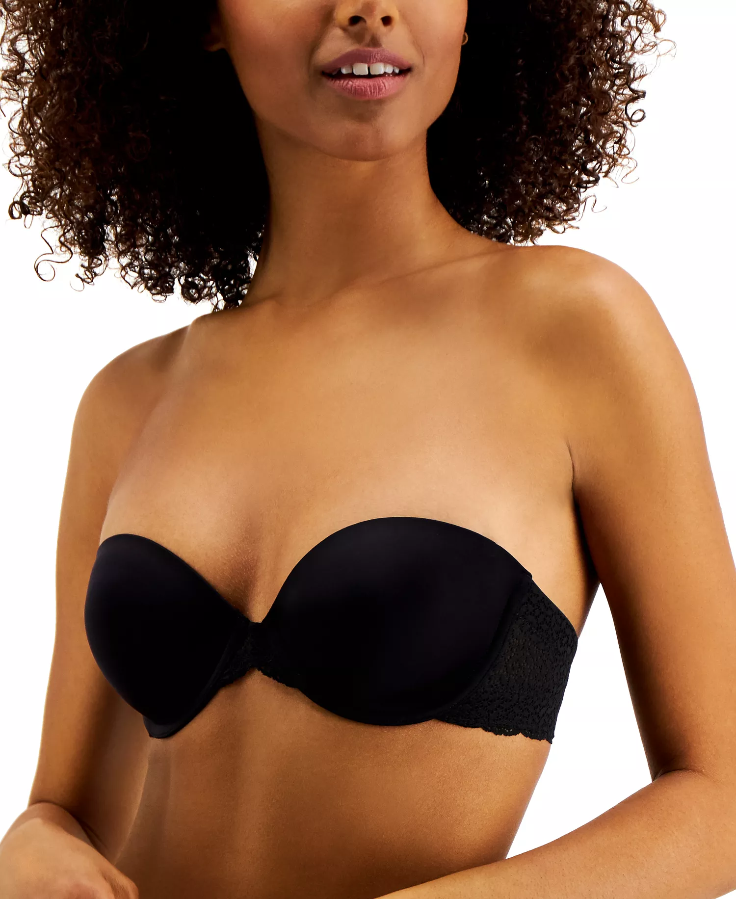 Women's Modern Lace Strapless Bra DK4049 - Black - 32 - B