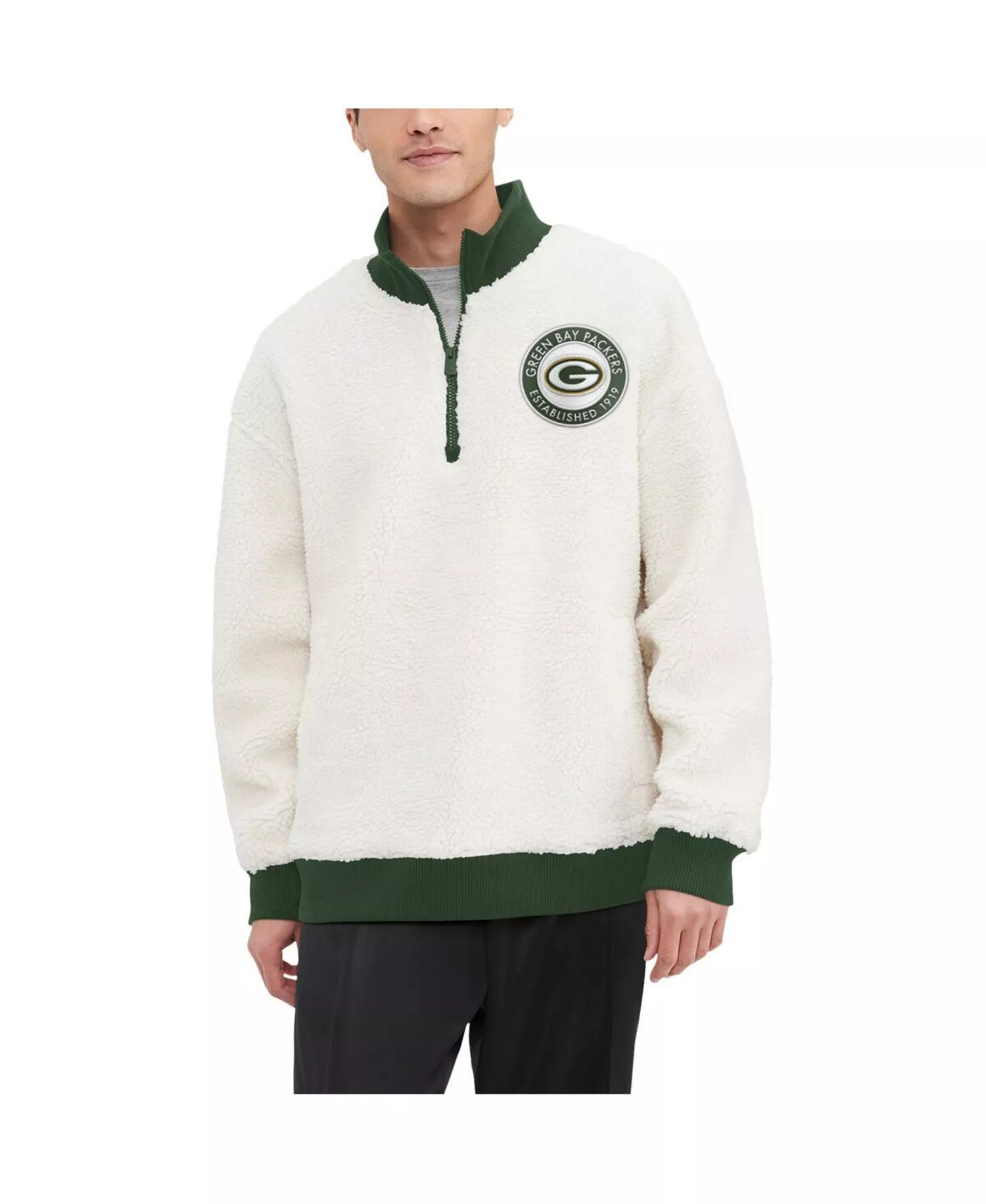 Men's Cream Green Bay Packers Jordan Sherpa Quarter-Zip Sweatshirt - Cream, Green - L