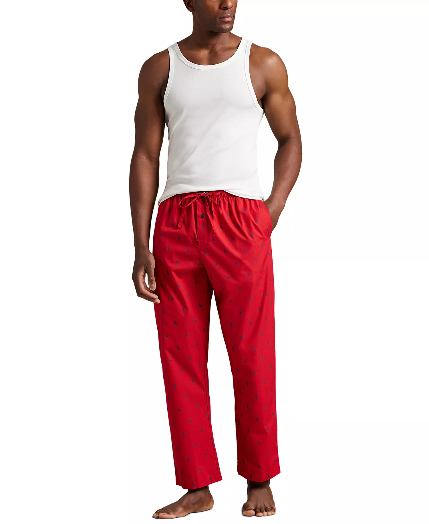 Men's Slim Fit Pajama Pants - Cruise Navy /Red - L