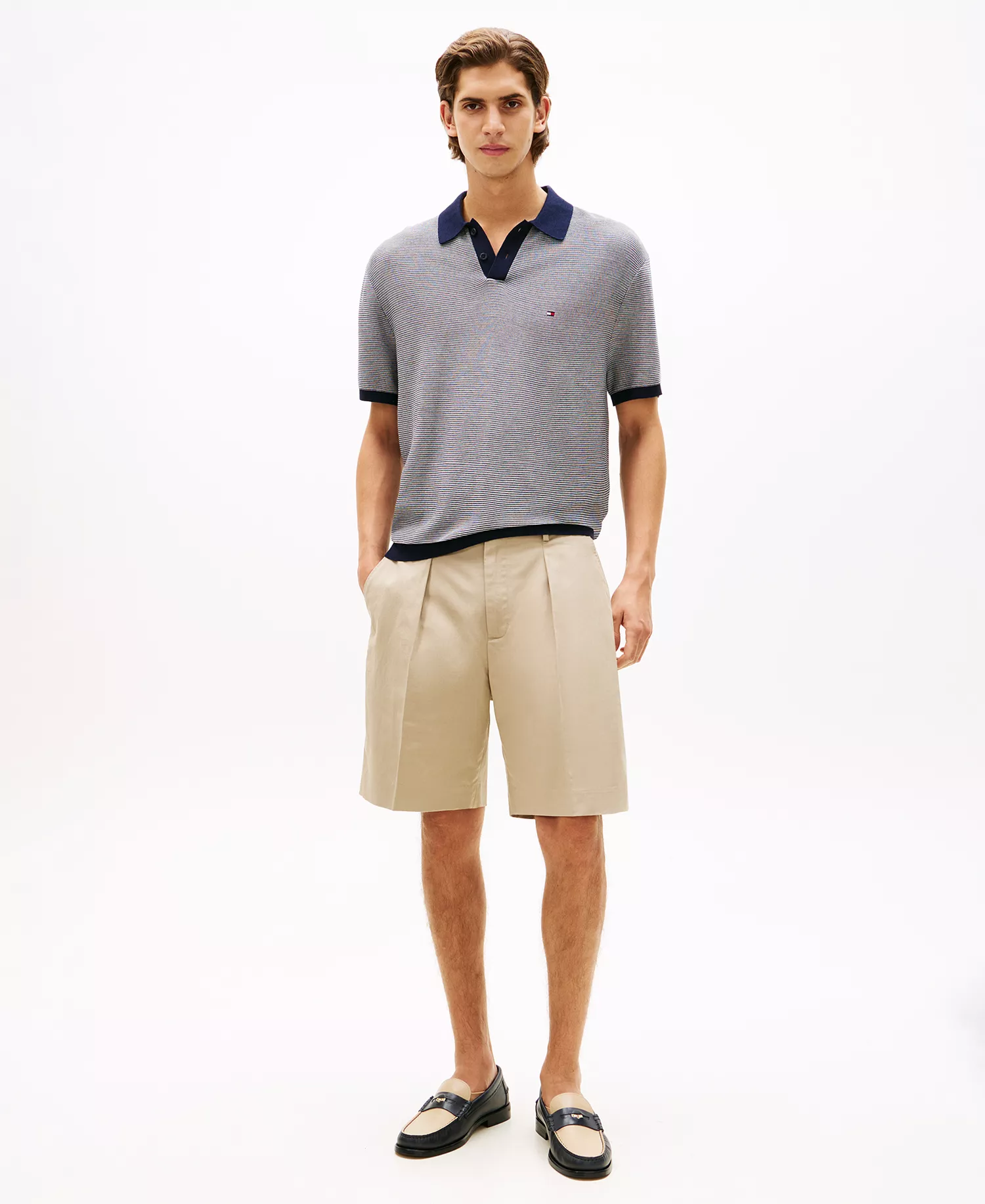 Men's Cool Tech Structured Short-Sleeve Polo Shirt - Light Gray/Blue - L