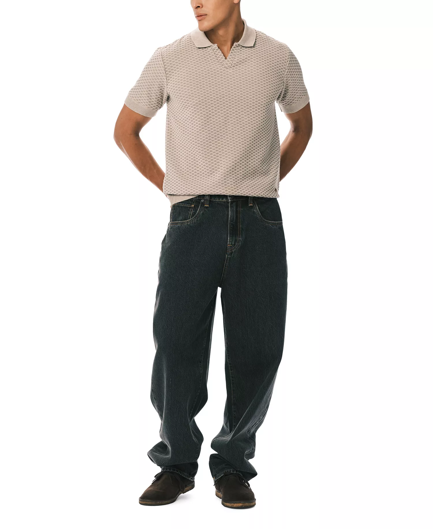 Men's Baggy-Fit Wide-Leg Jeans - Black - 29x30