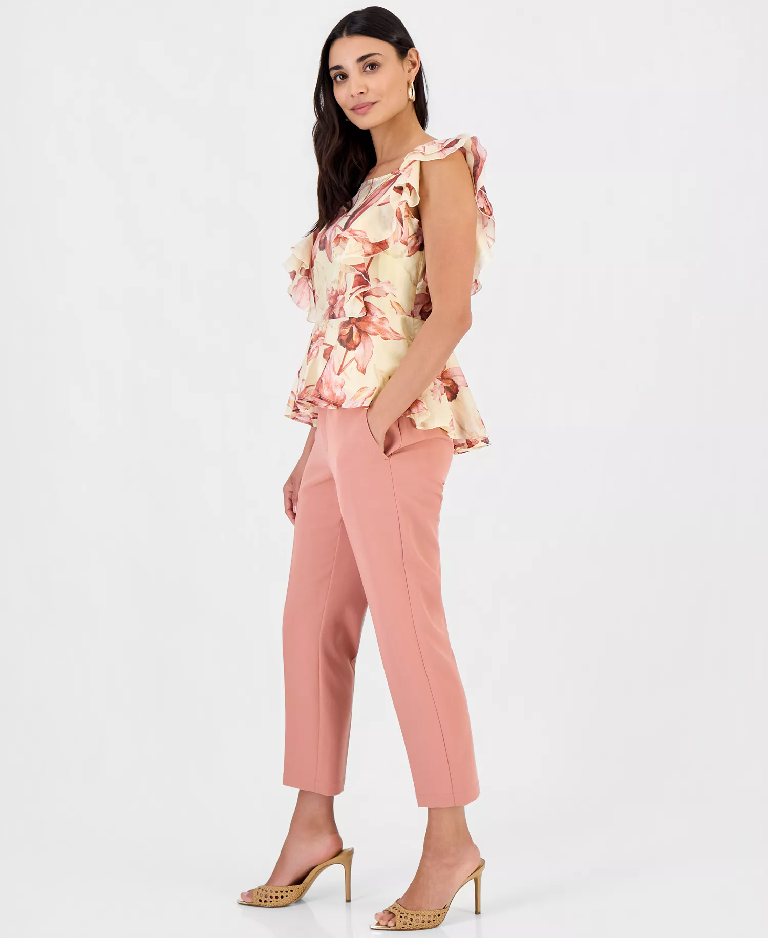 Women's Slim Cropped Trousers, Exclusively at Macy's - Deep Black - 0