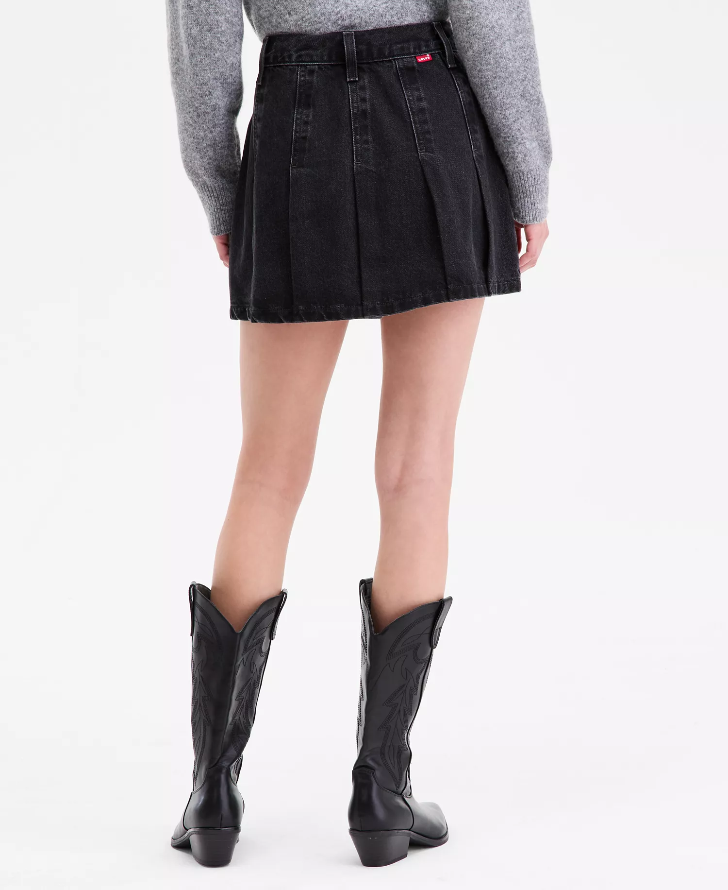 Women's Pleated Denim Mini Skirt - Open Mind - 24