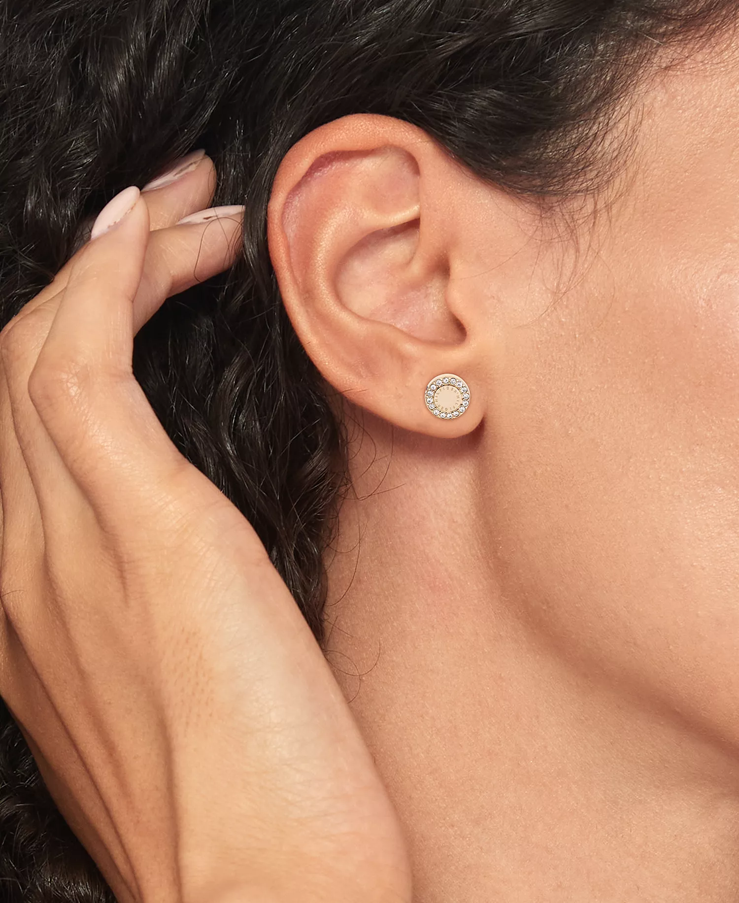 Crystal Logo Stud Earrings - Carnation - ONE SIZE