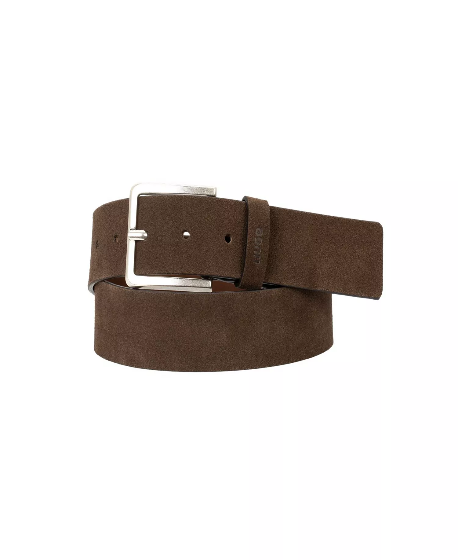 Men's Printed Logo Casual Leather Belt - Dark Brown - 30