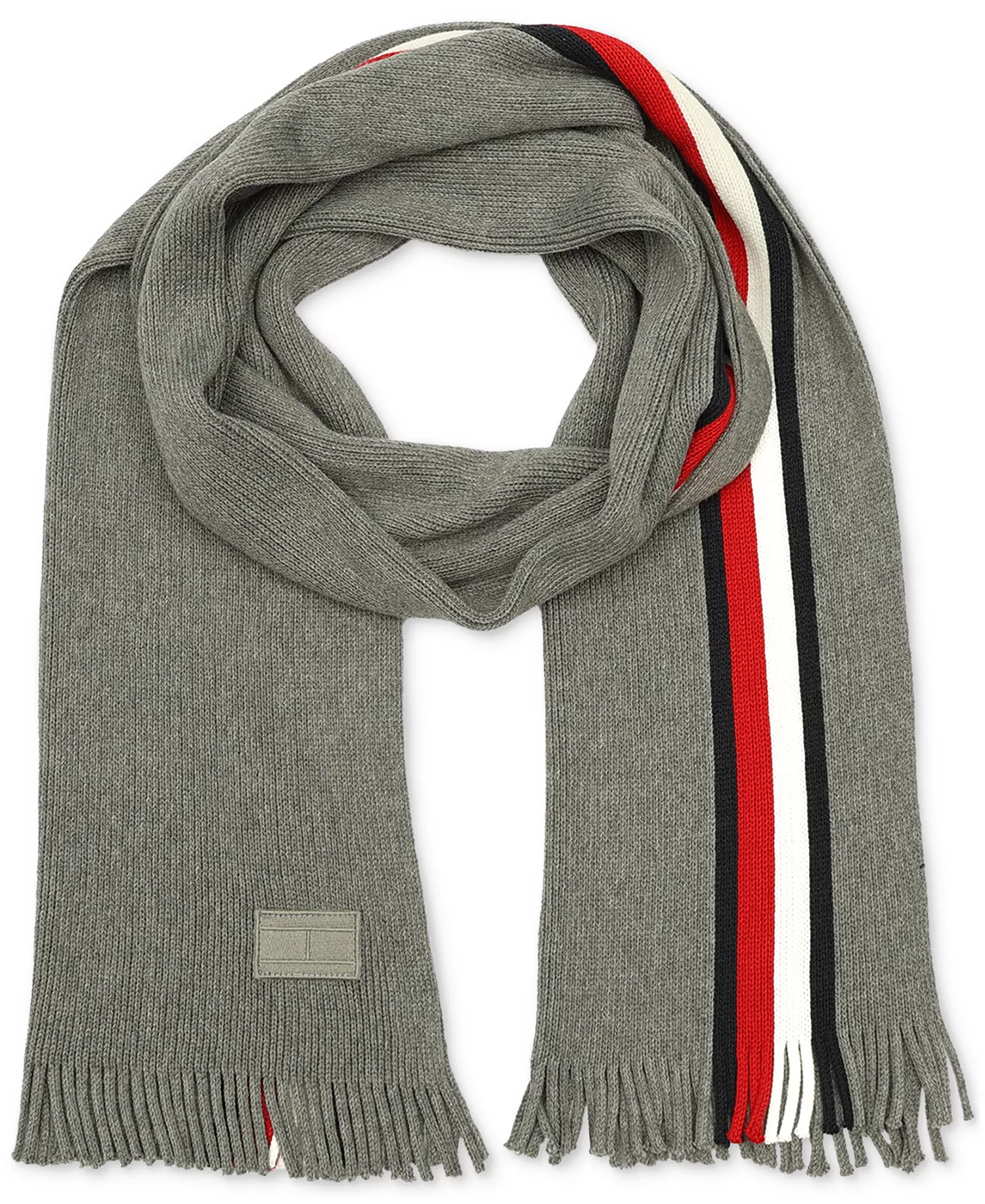 Men's Global Stripe Raschel Scarf - Medium Grey - ONE SIZE