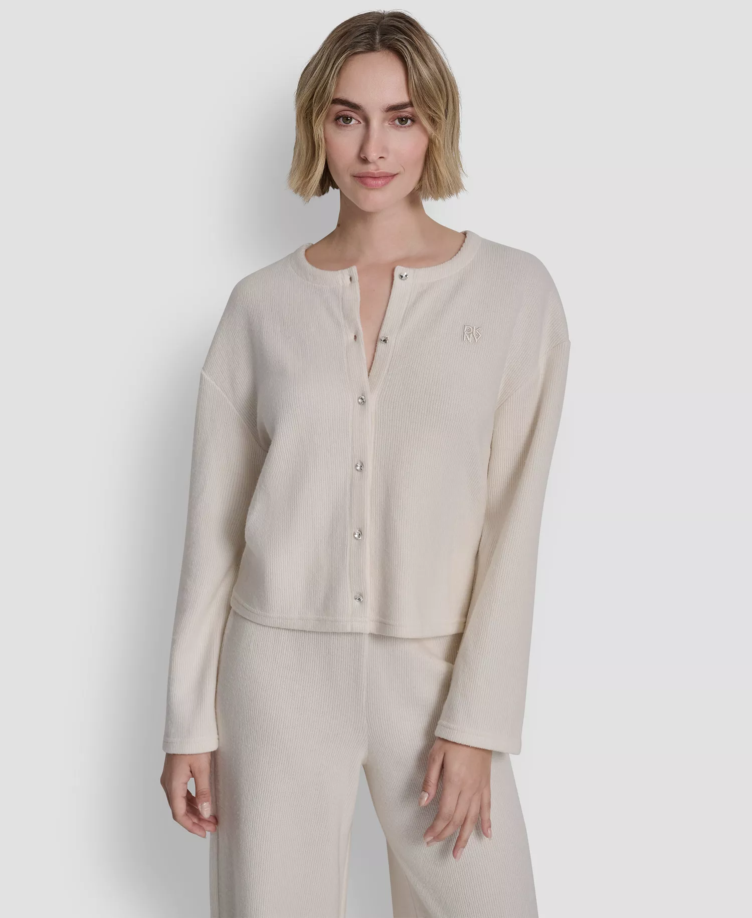 Petite Long-Sleeve Button Front Cardigan - Eggnog - PL