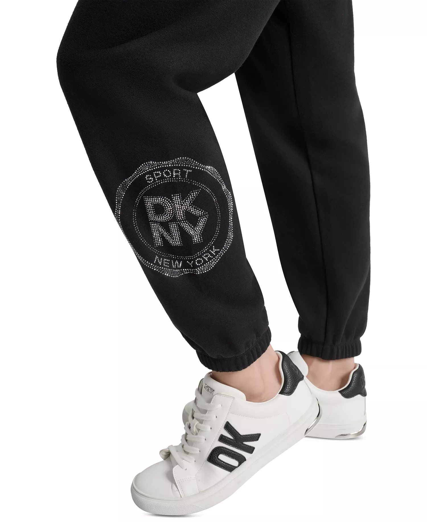 Women's Embellished Medallion-Logo Joggers - Black/ Eggnog - L
