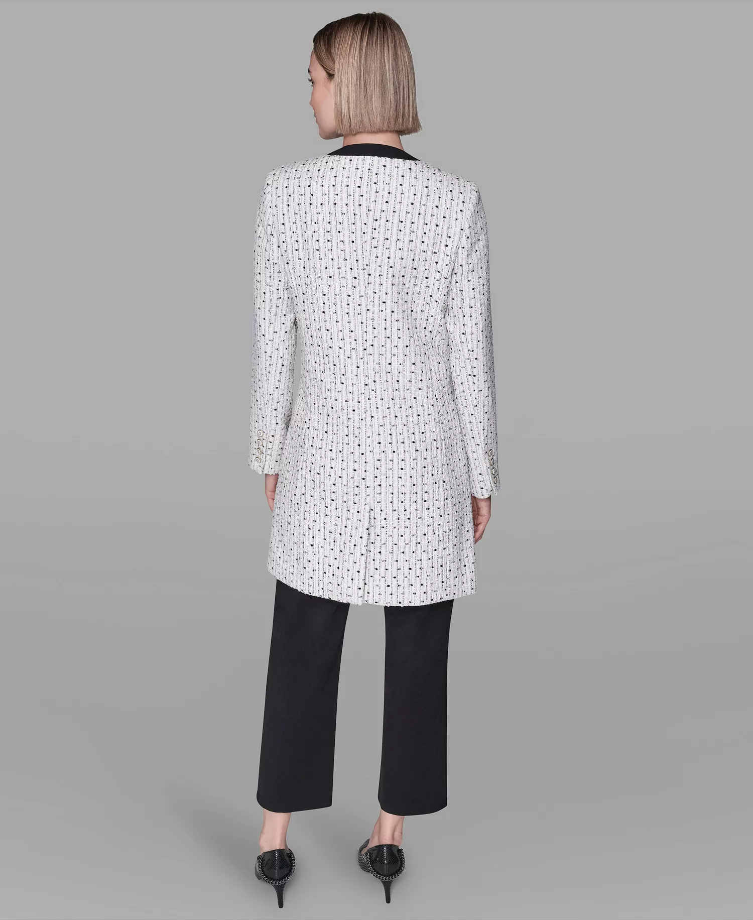 Women's Round Neck Hook & Eye Front Topper Jacket - Natural Multi - 0