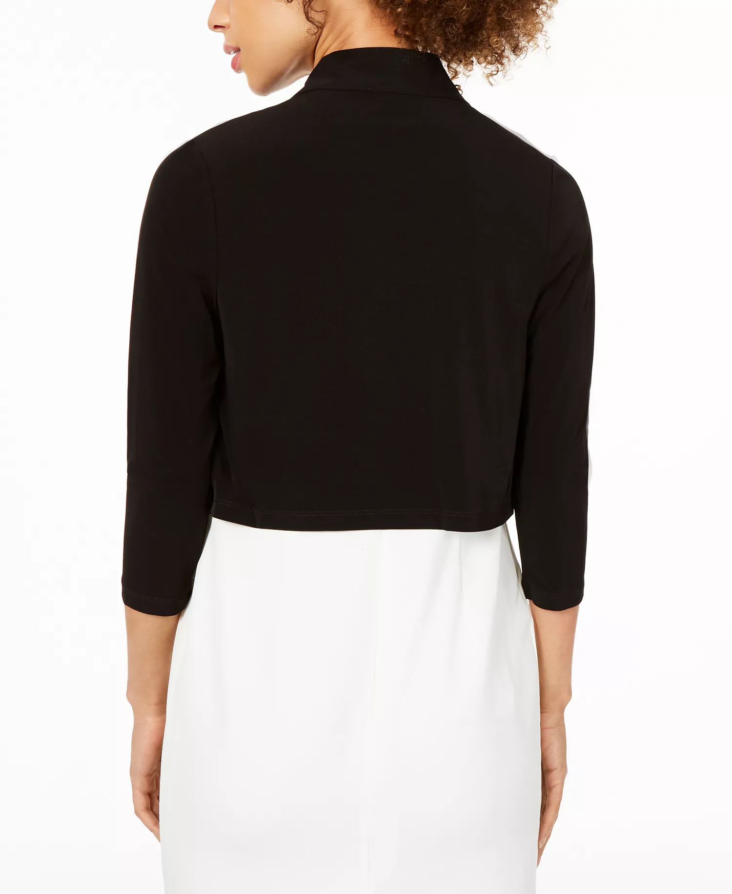 Women's Three-Quarter-Sleeve Bolero Cardigan - Black - L