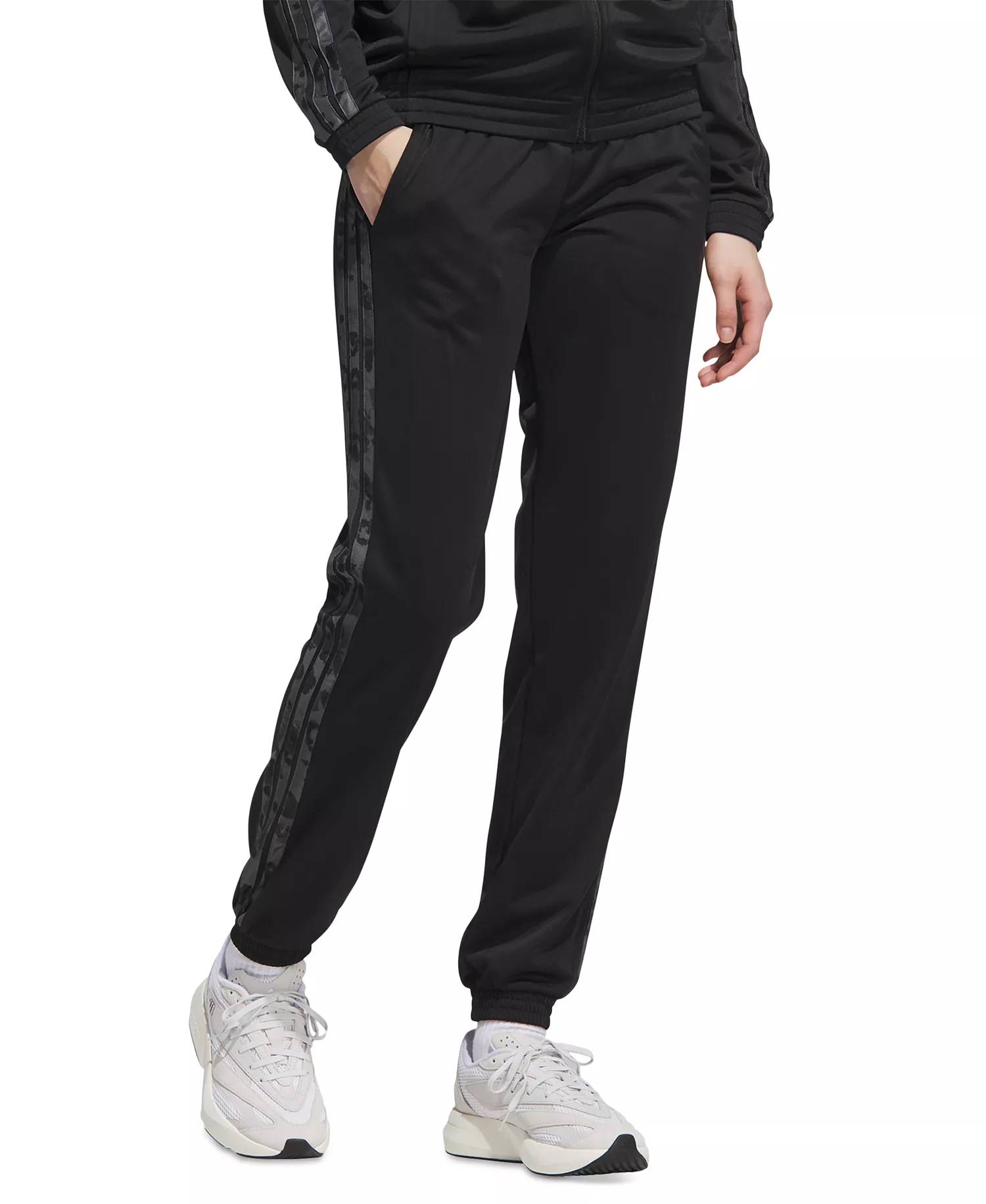 Women's Animal-Print 3-Stripes Tricot Pants - Black/multicolor - 2XL