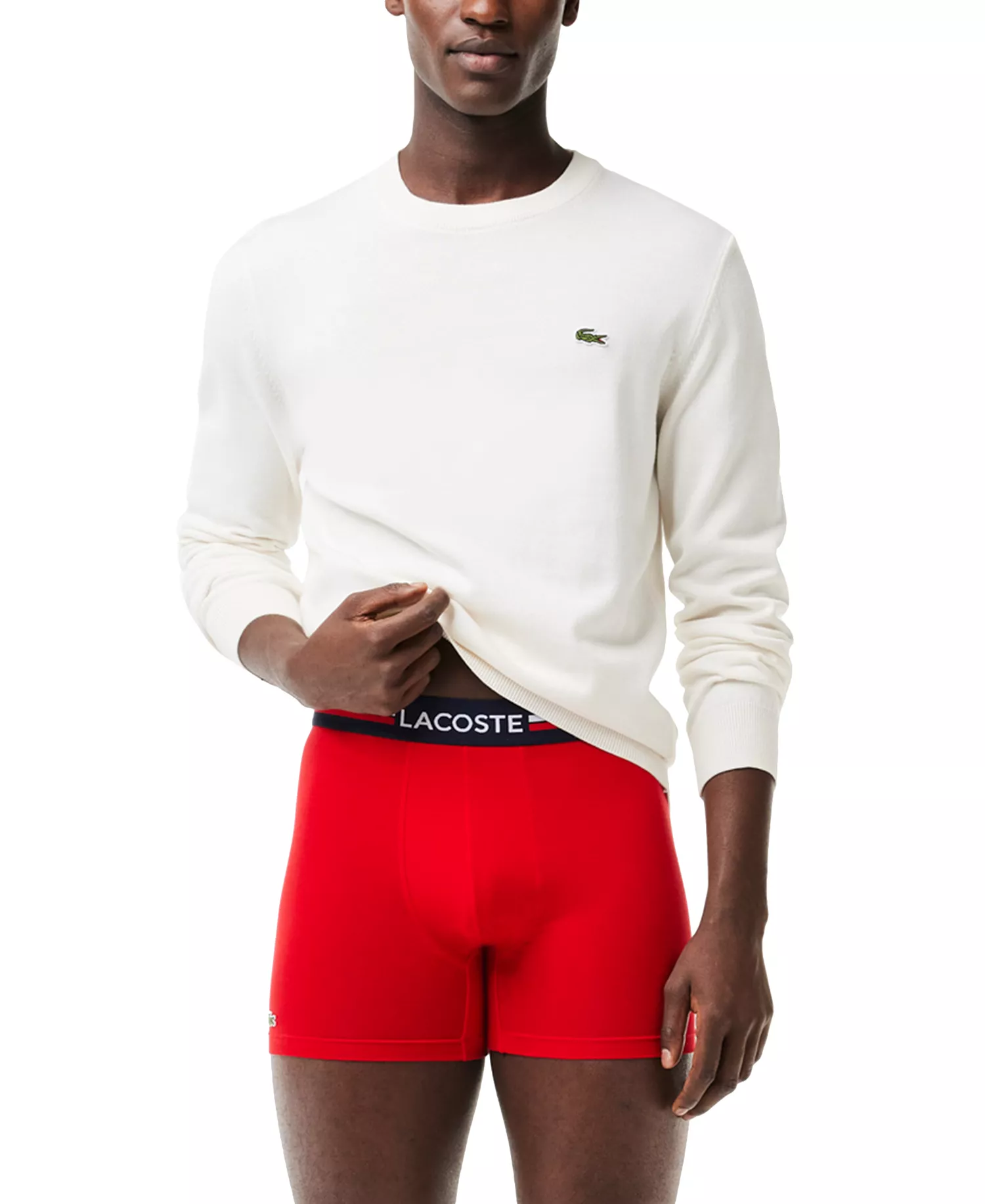 Men's 3-Pack Cotton Stretch French Flag Boxer Briefs - Red/Gray/Navy - L