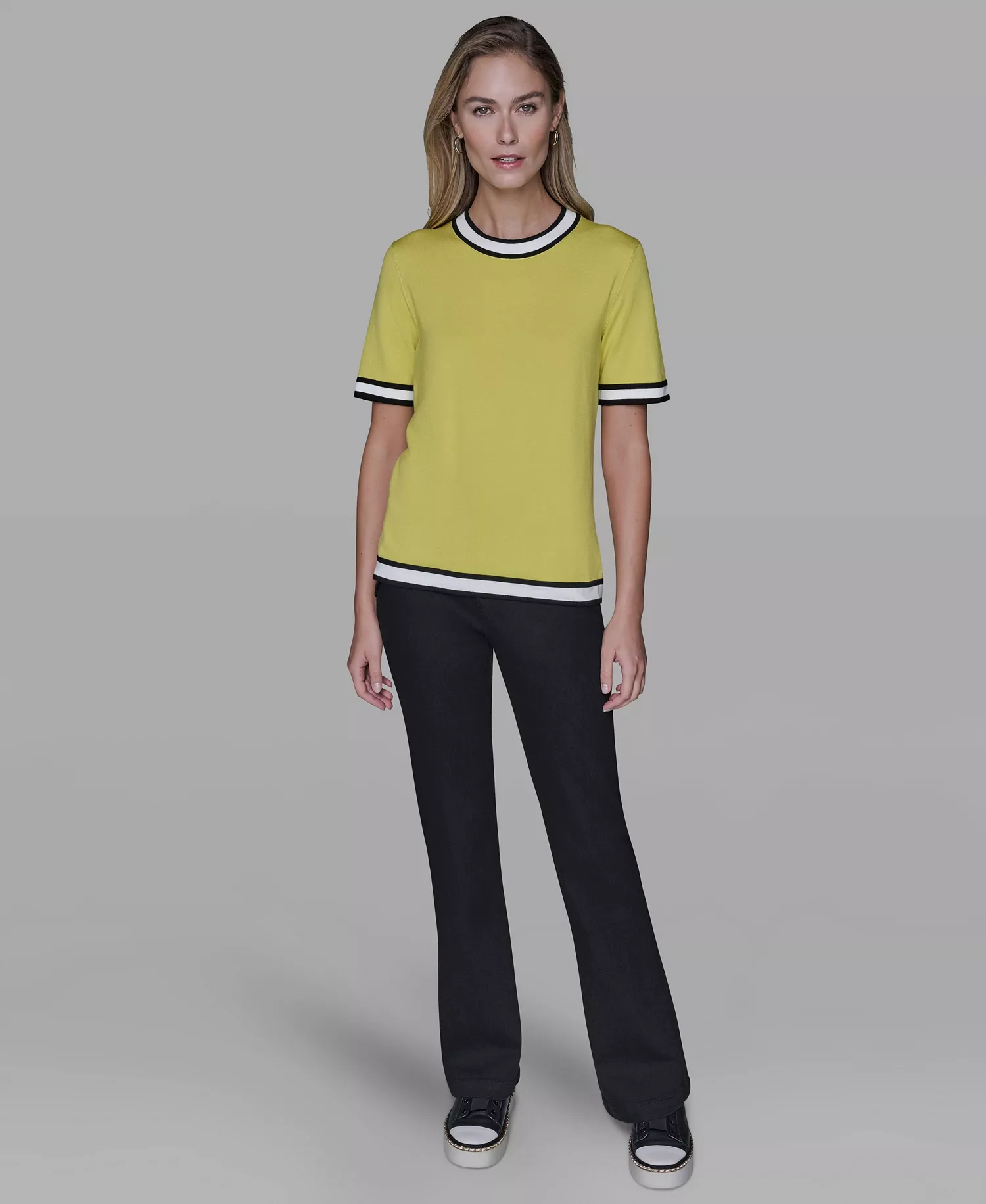 Women's Short-Sleeve Sweater - Lime - L