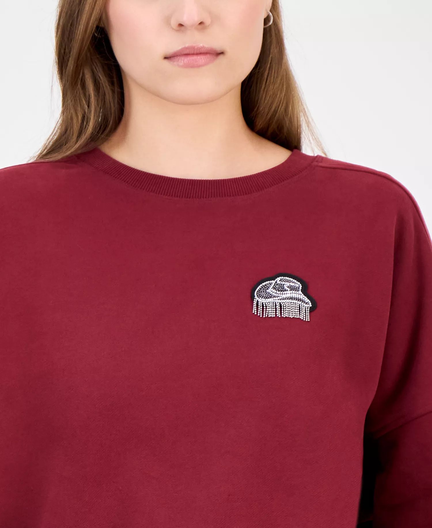 Women's Cowboy Hat Graphic Sweatshirt - Dark Red - L