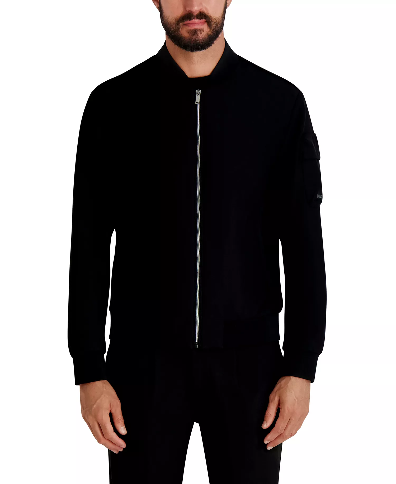 Men's Zipper Bomber Jacket - Black - S