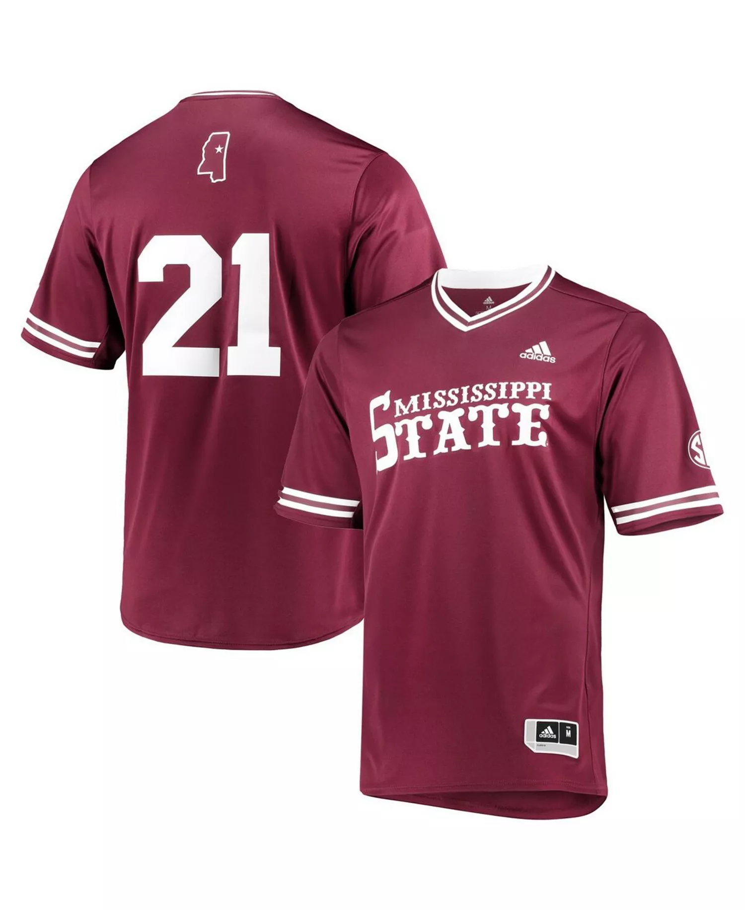 Men's Maroon Mississippi State Bulldogs Replica V-Neck Baseball Jersey - Maroon - 2XL