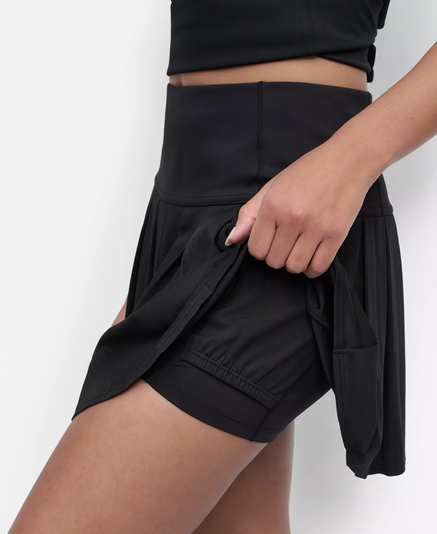 Women's Court Pique Pleated Tennis Skort - Black - L