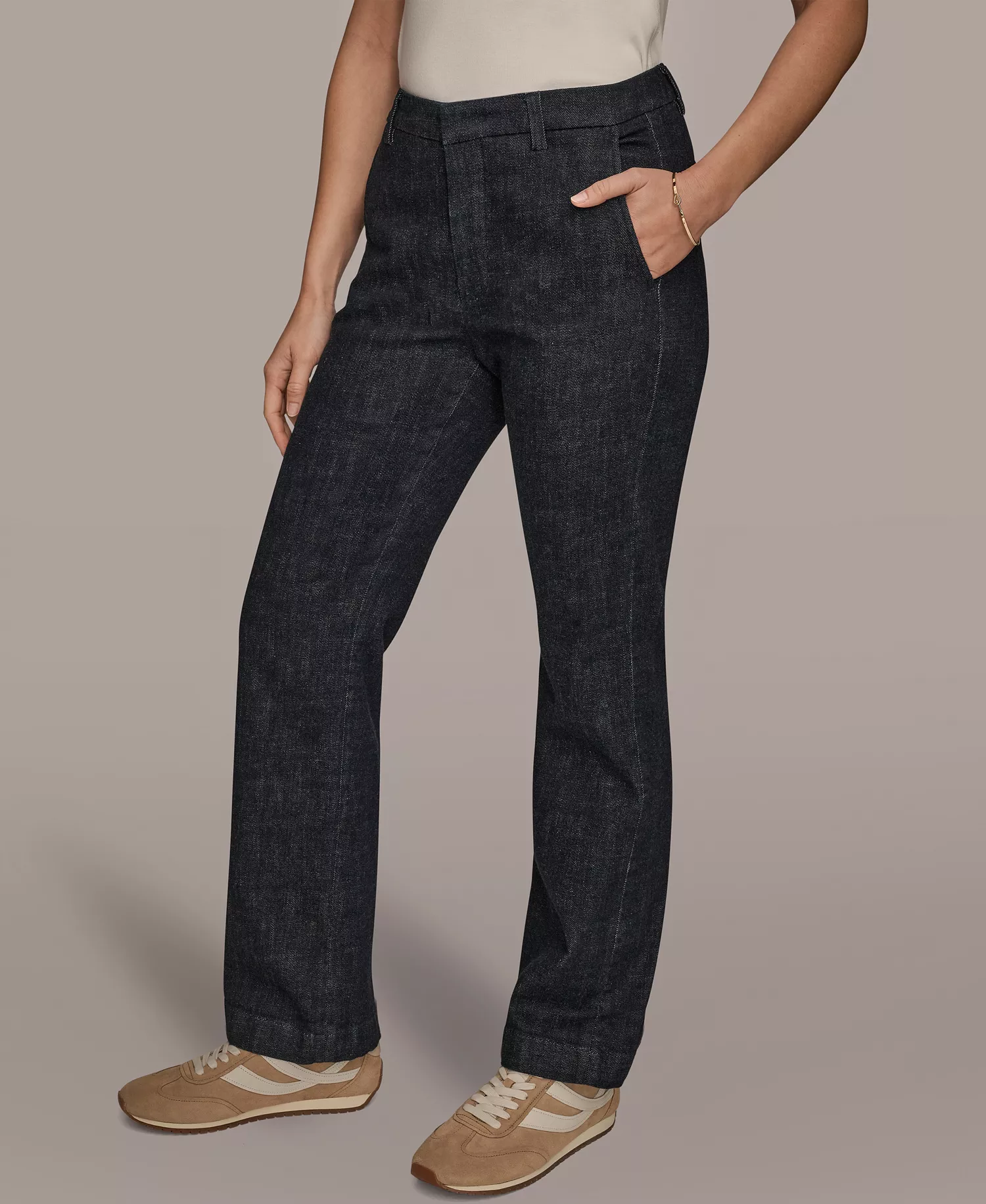 Women's Luxe Denim Mid Rise Modern Trousers - The Lacombe - 26