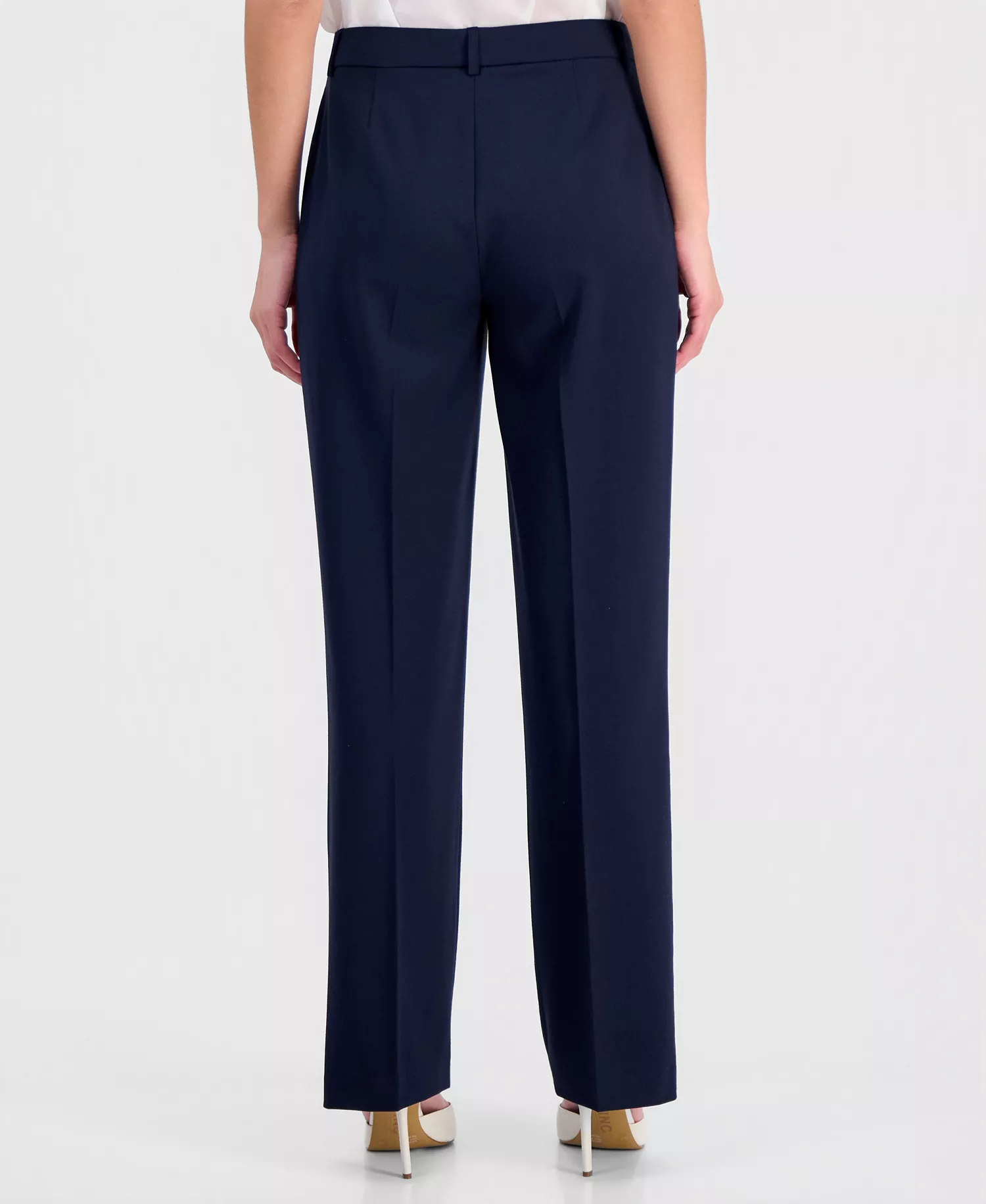 Petite Bird Eye Mid-Rise Pants - New Navy - 10P