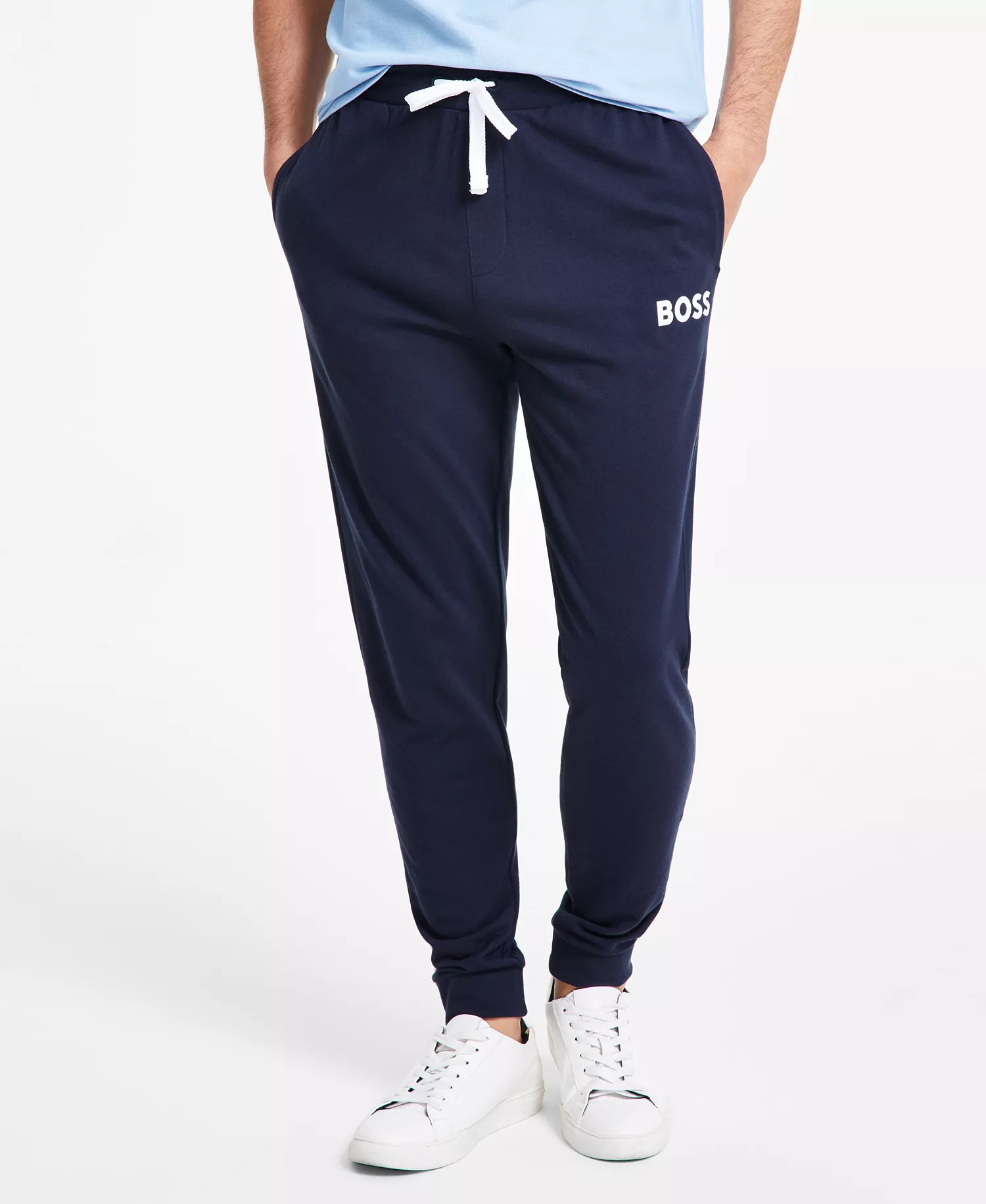 HUGO Men's Ease Drawstring French Terry Lounge Pants - Dark Blue - L