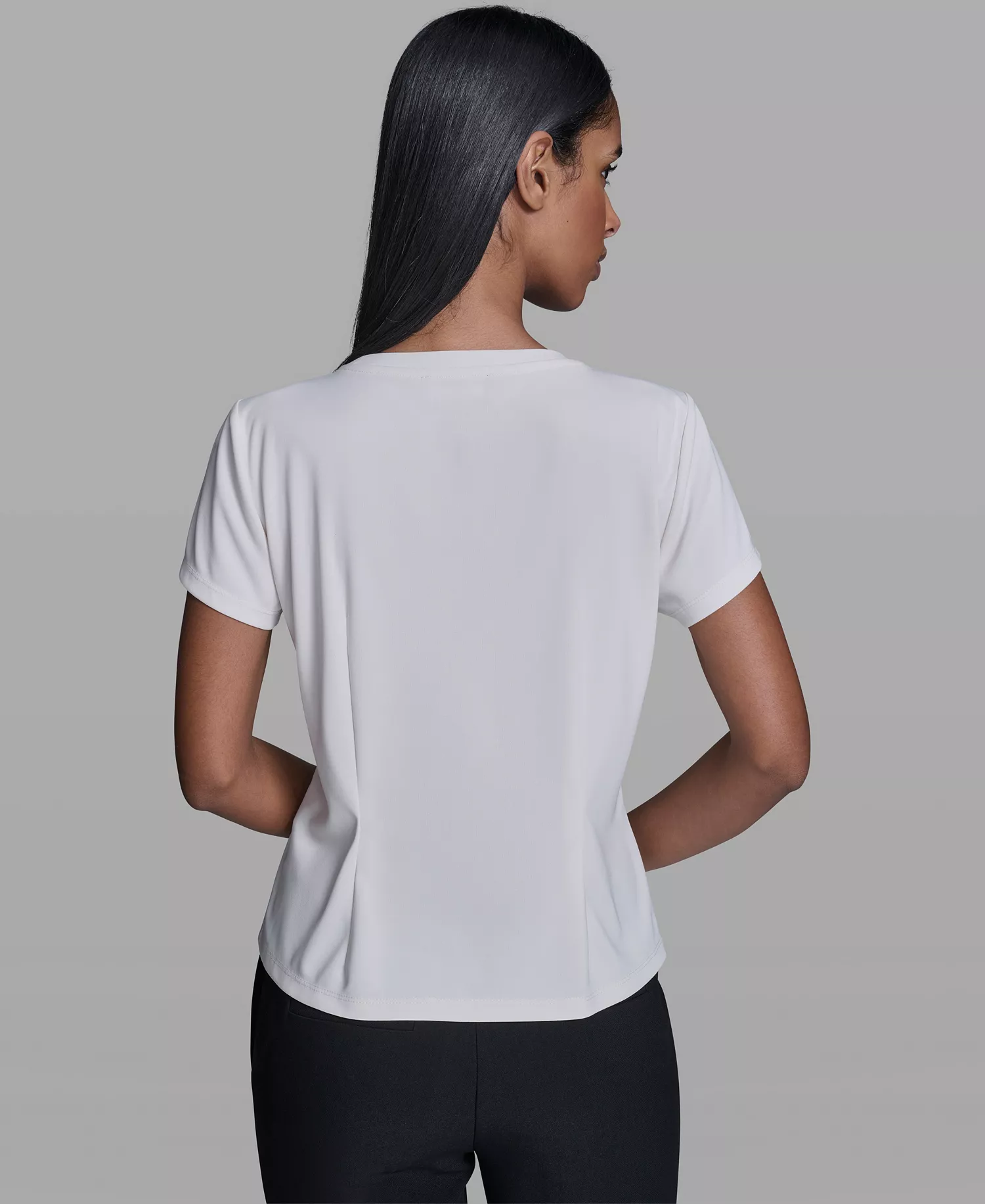 Women's Cinched Waist Crew Neck Top - Bisque - L