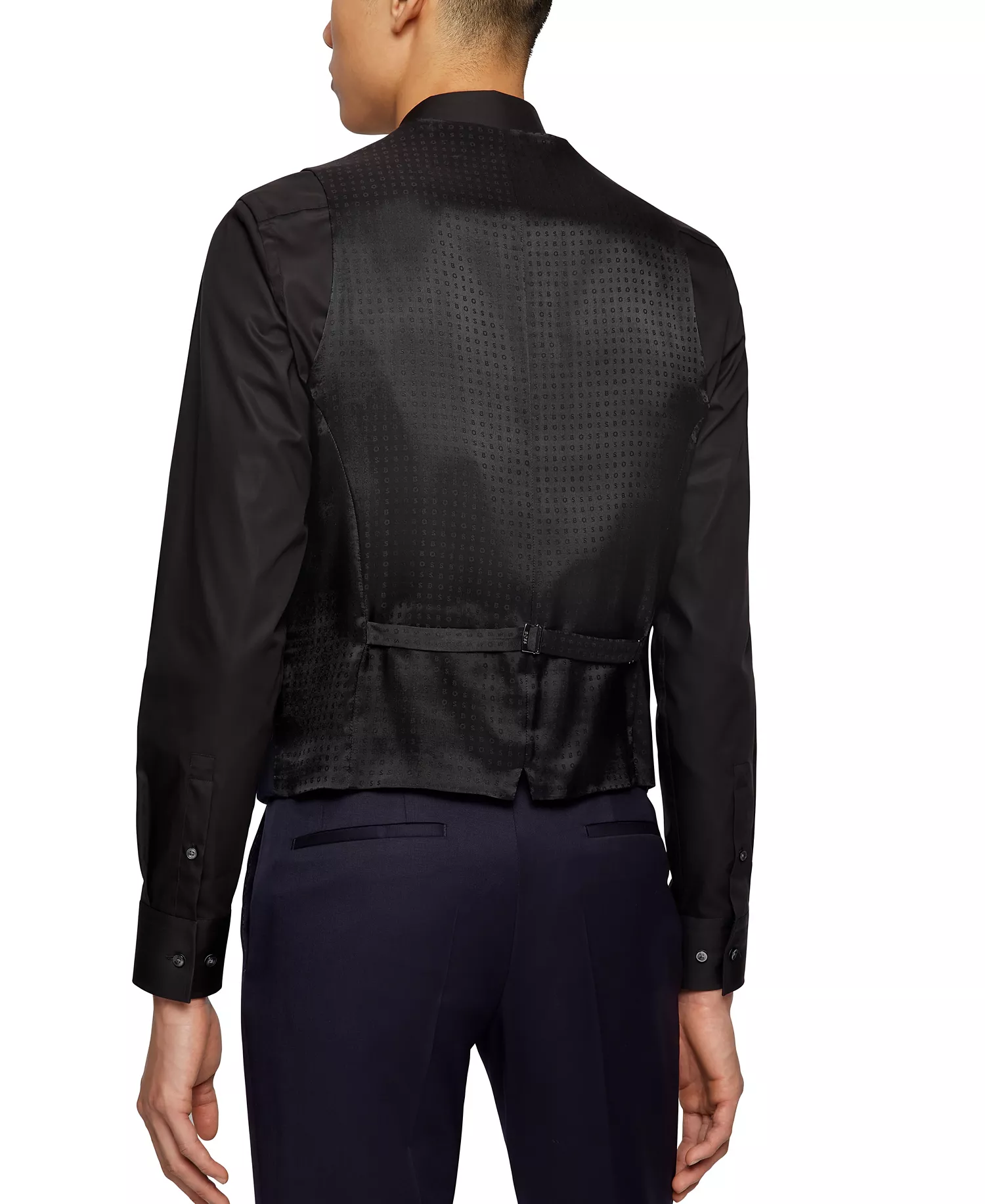 BOSS by Men's Virgin-Wool Serge Slim-Fit Vest - Dark Blue - 34R