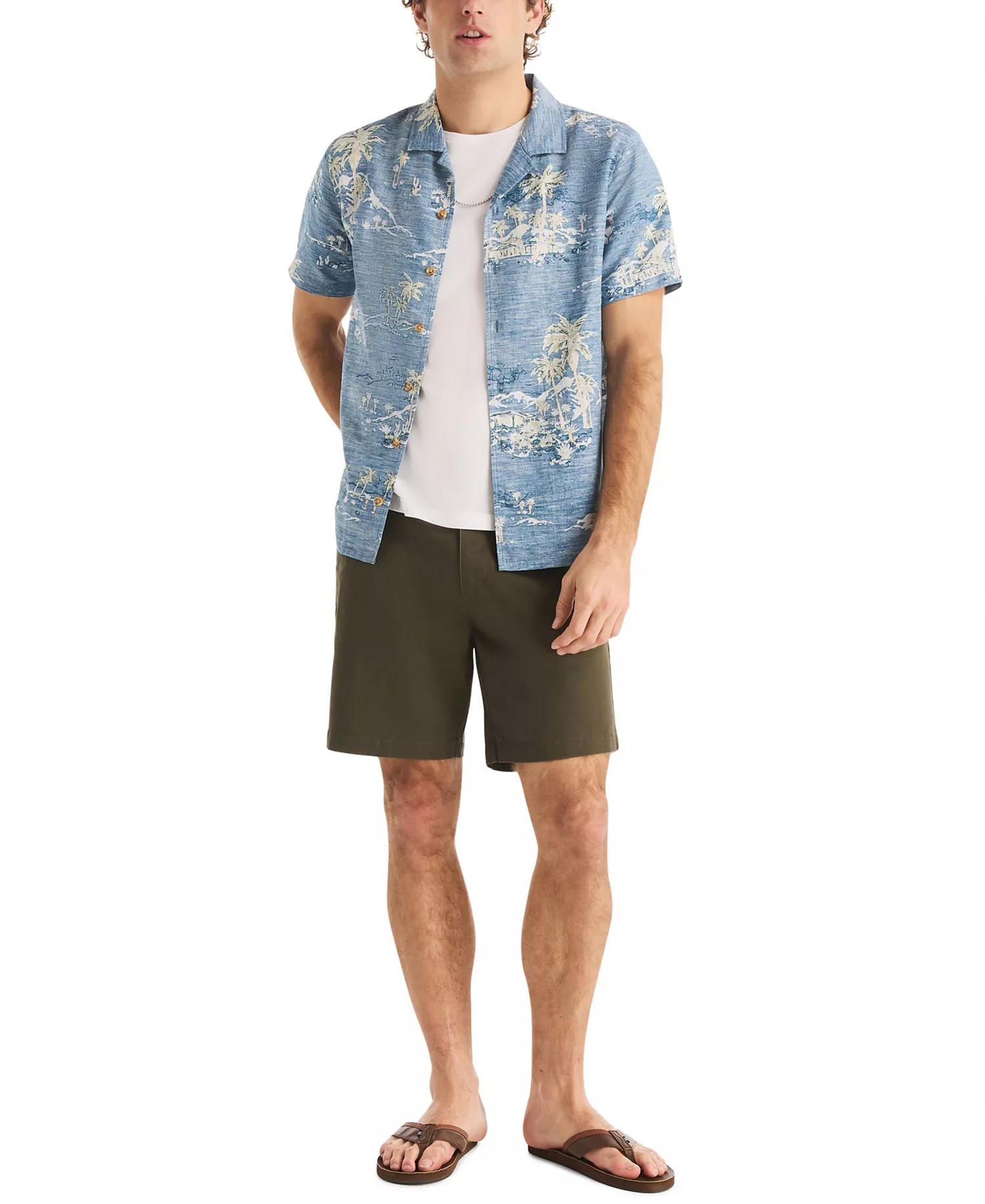 Men's Short-Sleeve Camp-Collar Shirt - Blue Stern - L