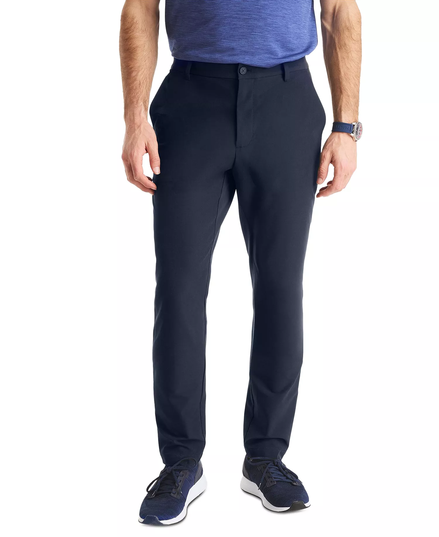Men's Signature Slim-Fit Flat-Front Performance Pants - Navy Seas - 32 - 30