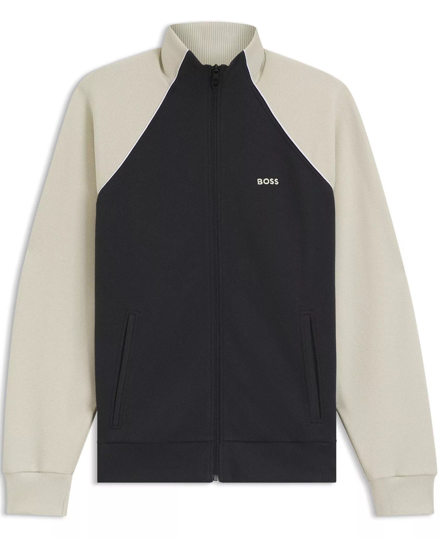 Men's Cotton-Blend Contrast Piping Sweatshirt - Dark Blue - 2XL