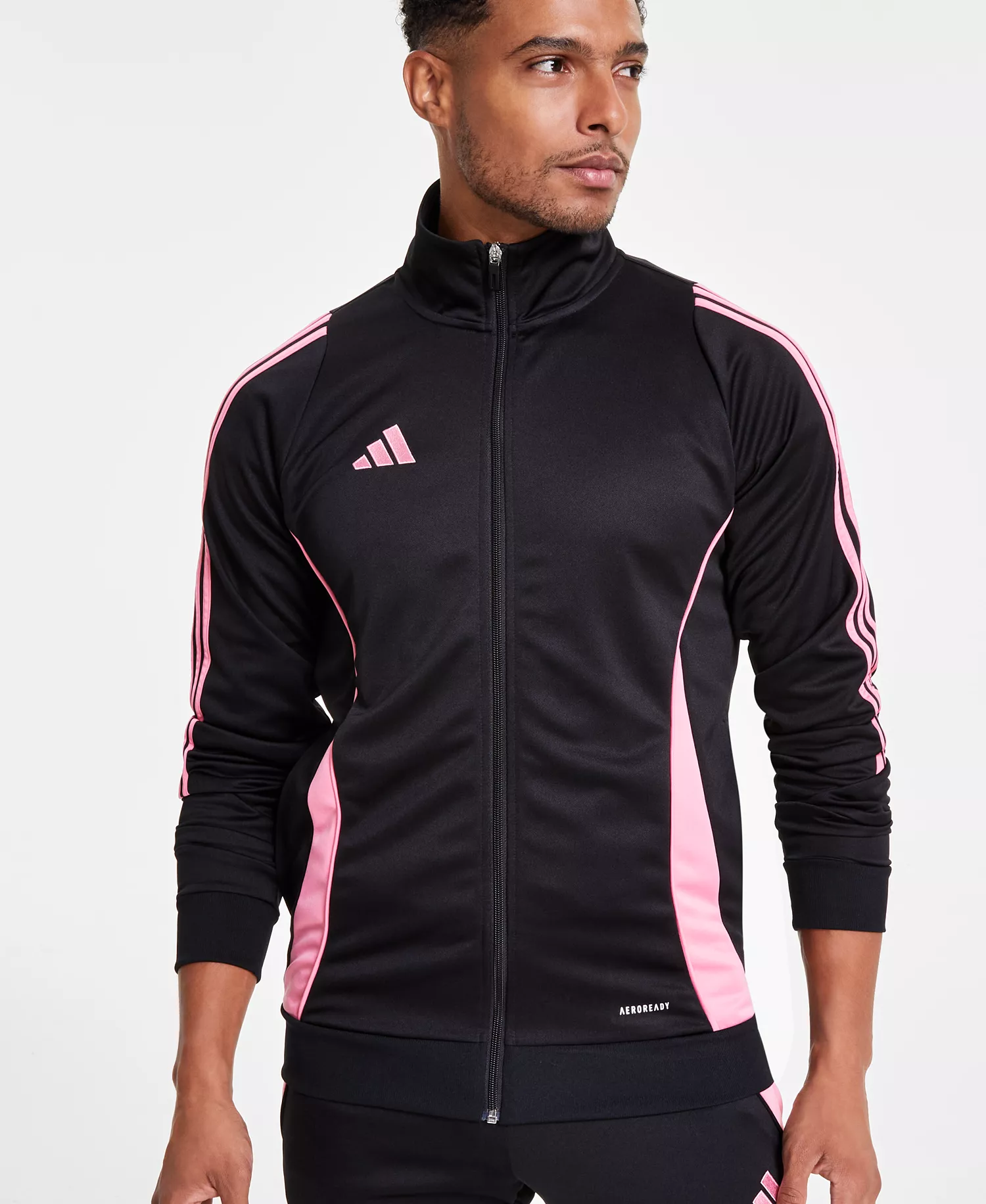 Men's Tiro 24 Slim-Fit Performance 3-Stripes Track Jacket - Black/pink - 2XL