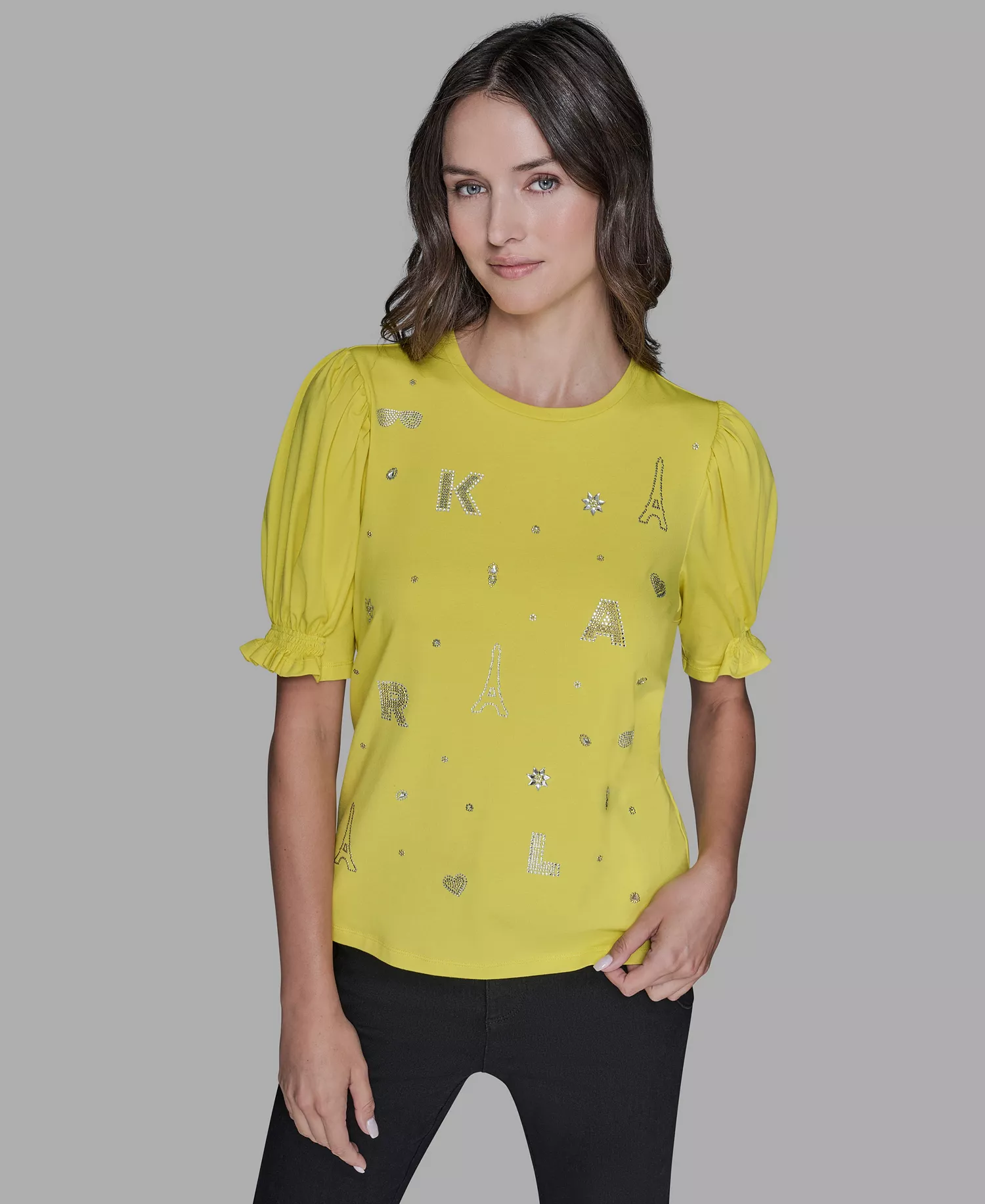 Women's Puff Sleeves T-Shirt - Lime - L