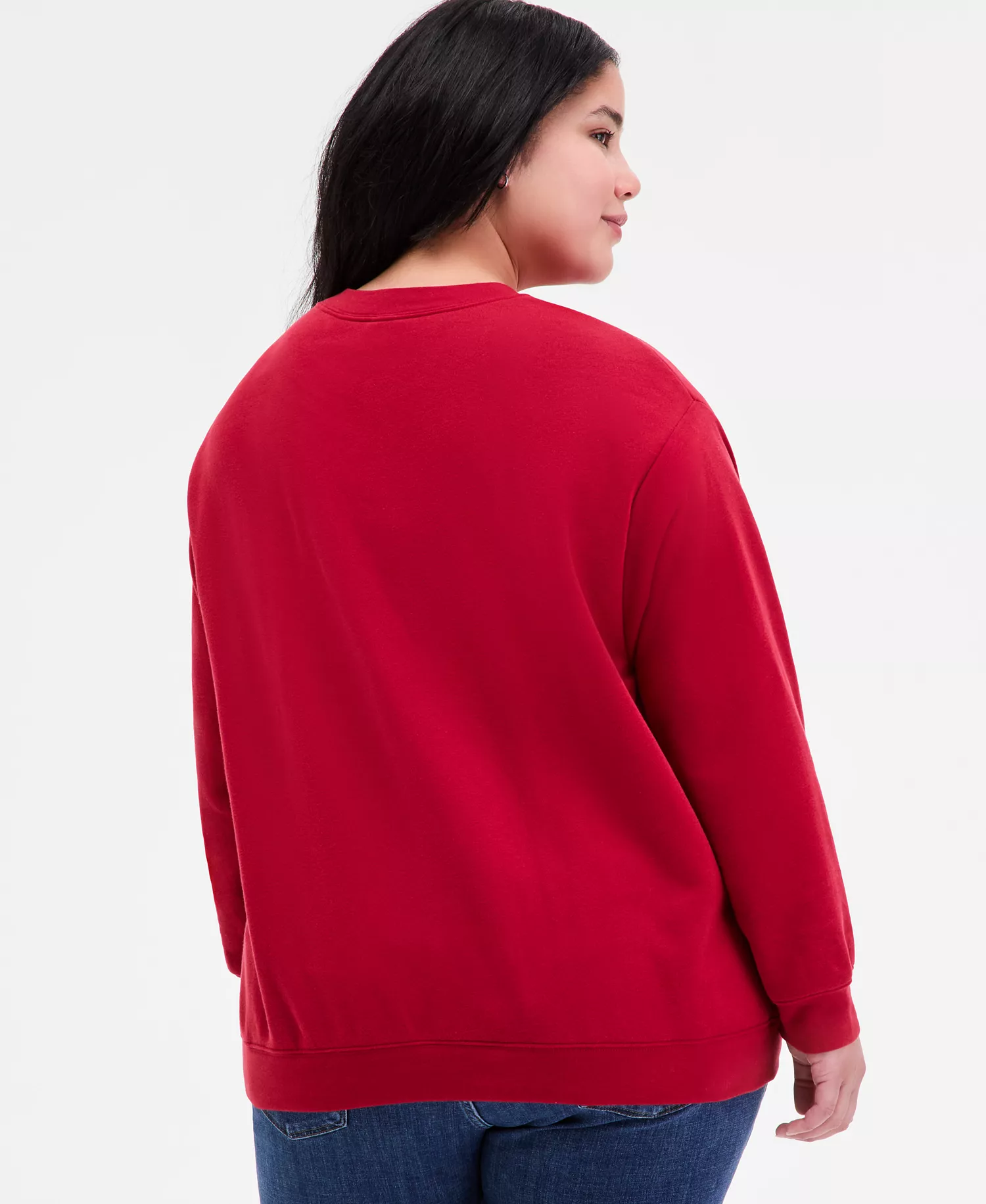 Plus Size Everyday Crewneck Sweatshirt - Rhinestone Rythmic Red - 1X