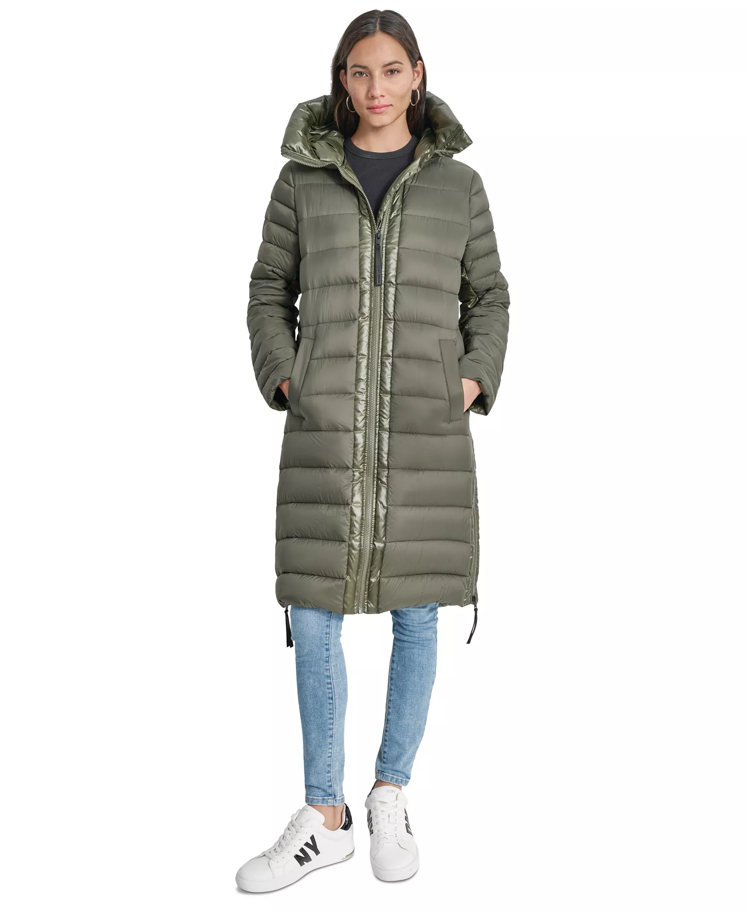 Women's Down Quilted Hooded Puffer Coat - Hemlock - L