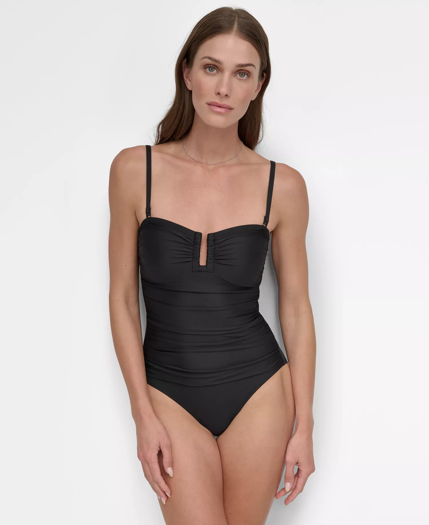 Women's U Wire Shirred One-Piece Swimsuit - Black - L