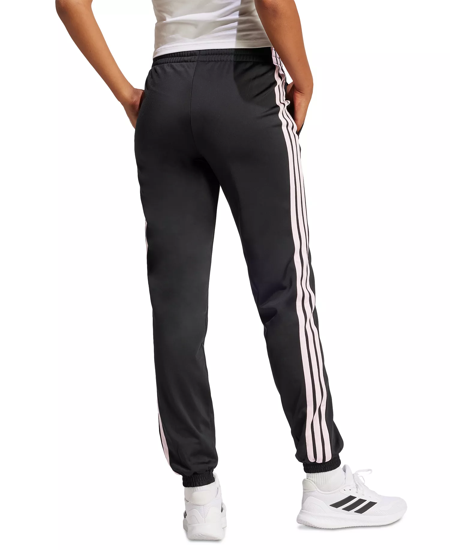 Women's Tricot 3-Stripes Track Pants - Black/Clear Pink - 2XL
