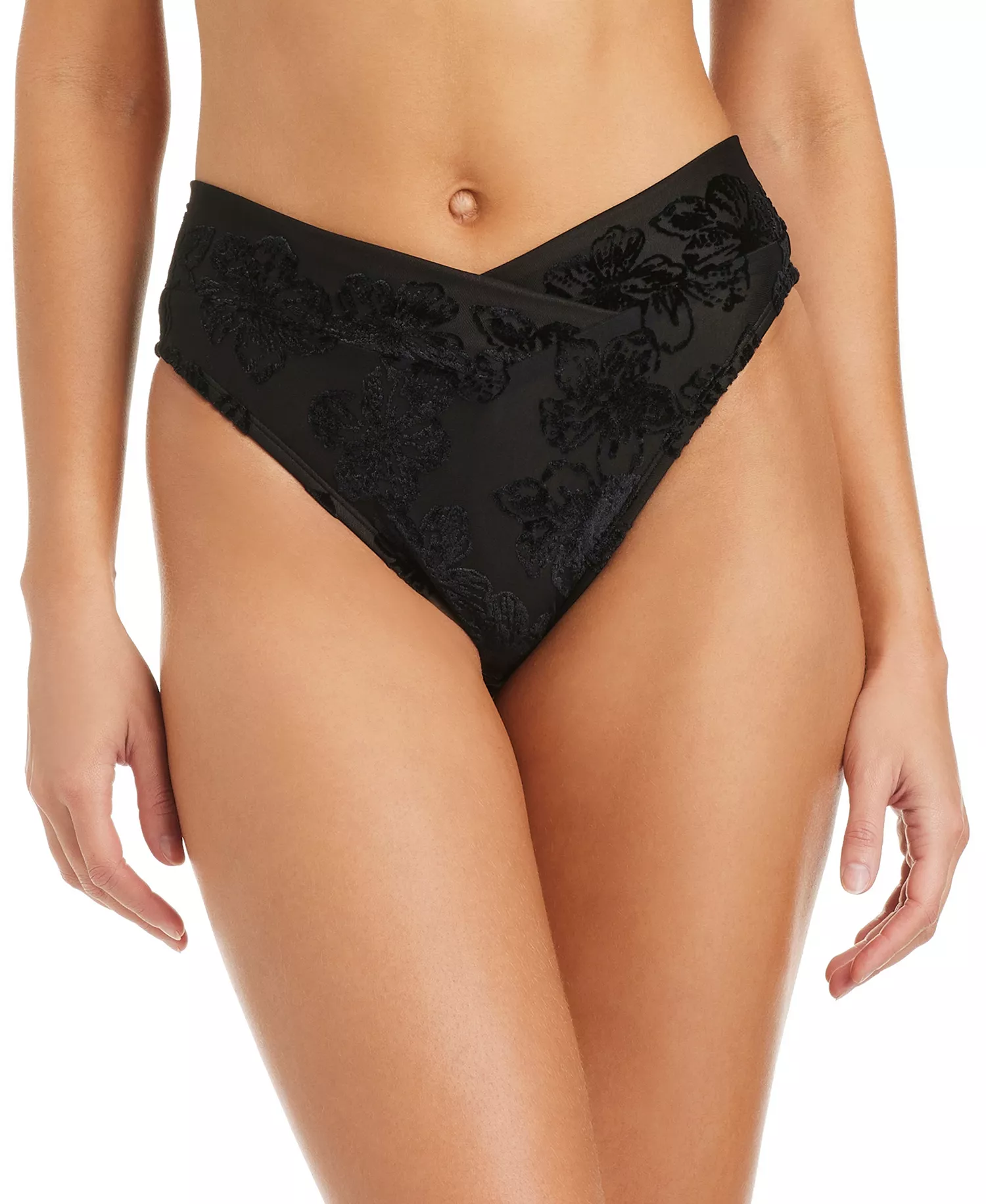 Women's Place In The Sun V-Waist High-Leg Swim Hipster Bottoms, Macy's Exclusive - Black - L