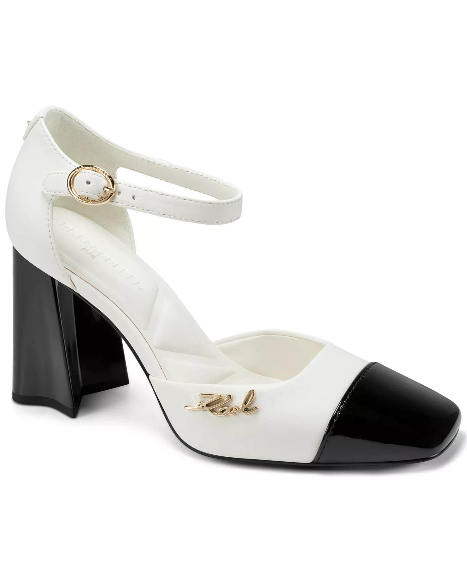 Women's Sapphira Pin Square Toe Pumps - White/Black - 10M