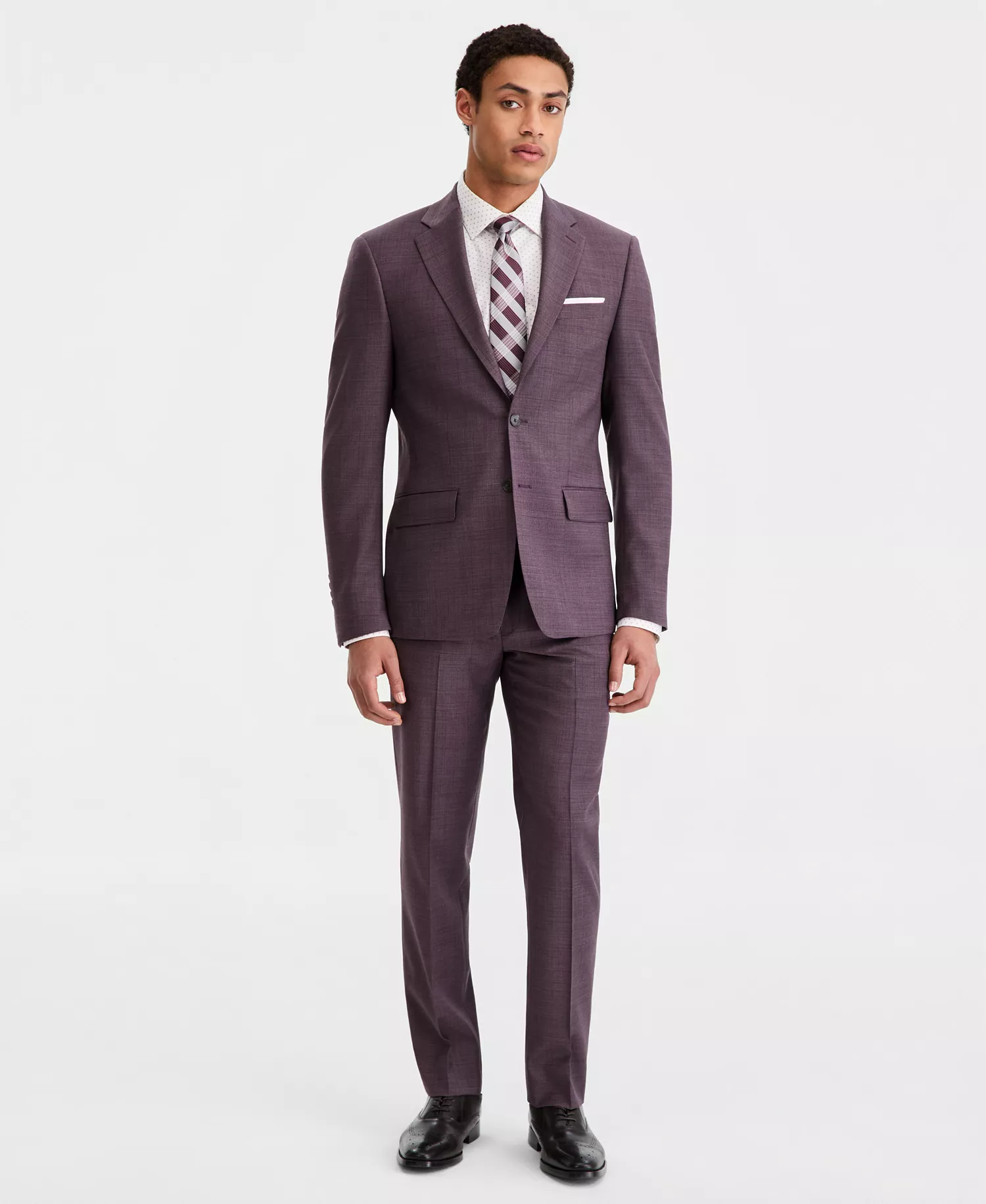 Men's Slim-Fit Wool-Blend Suit Separates Jacket - Purple - 36R