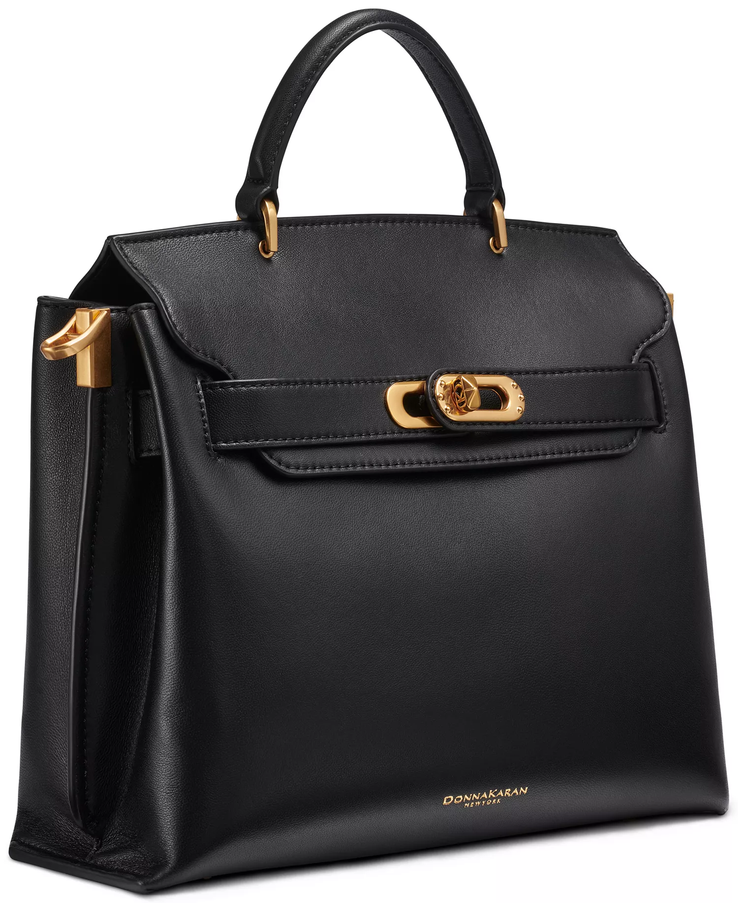 Turn-Lock Bridgehampton Small Satchel Bag - Black/Gold - NO SIZE