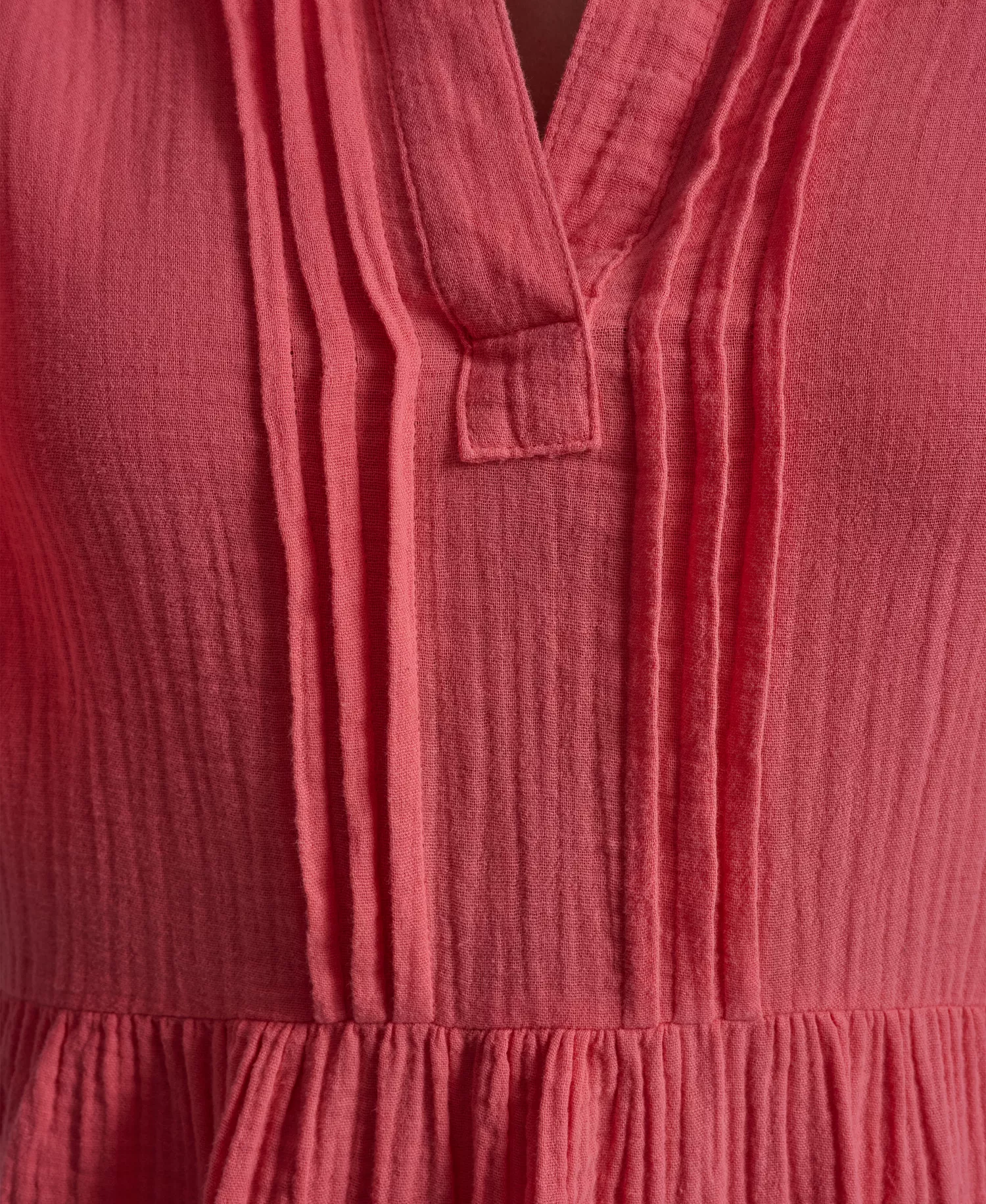 Women's Henley Pleated Tiered Dress - Sunkissed - L