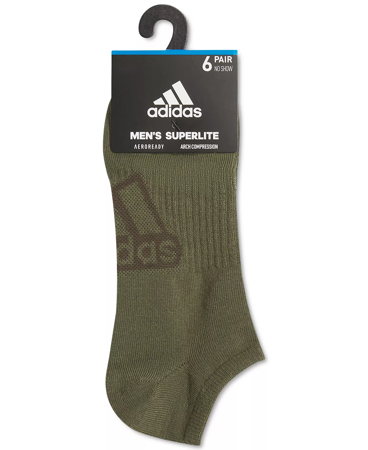 Men's Superlite Classic 6-Pk. No-Show Socks - Dark Green/ Beige Assorted - 6-12