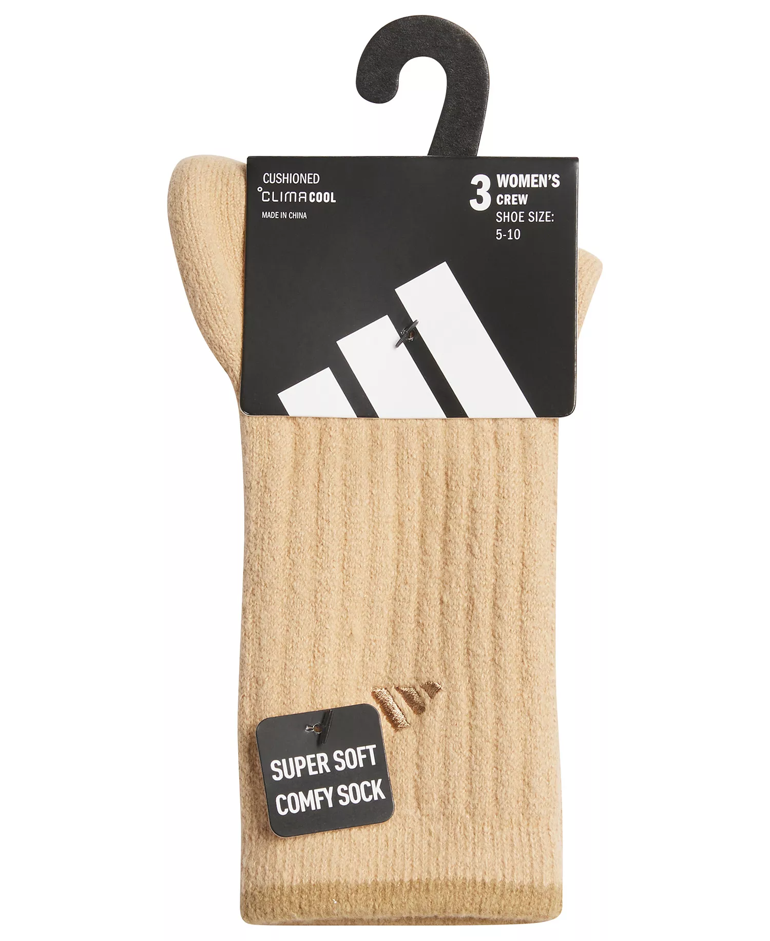 Women's 3-Pack Cushioned Comfort 2.0 Crew Socks - Warm Sandstone Beige/Wonder White/White - ONE SIZE