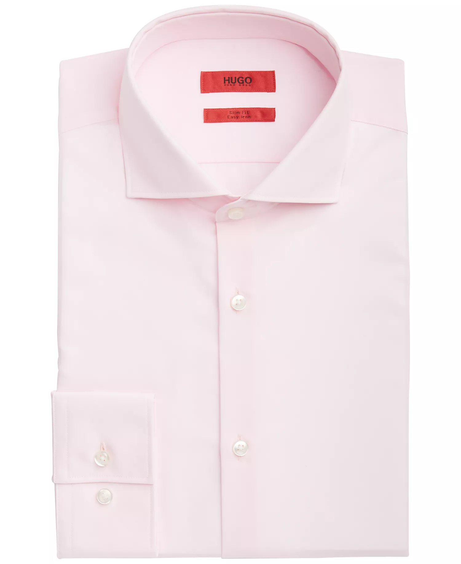 Men's Slim Fit Solid Dress Shirt - Light Pink - 14.5